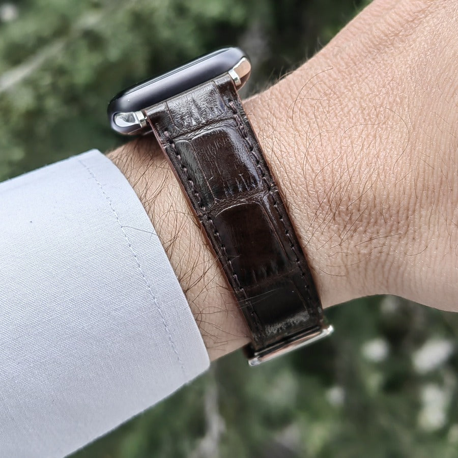 Apple Watch Deri Kordon -Kahverengi Kroko
