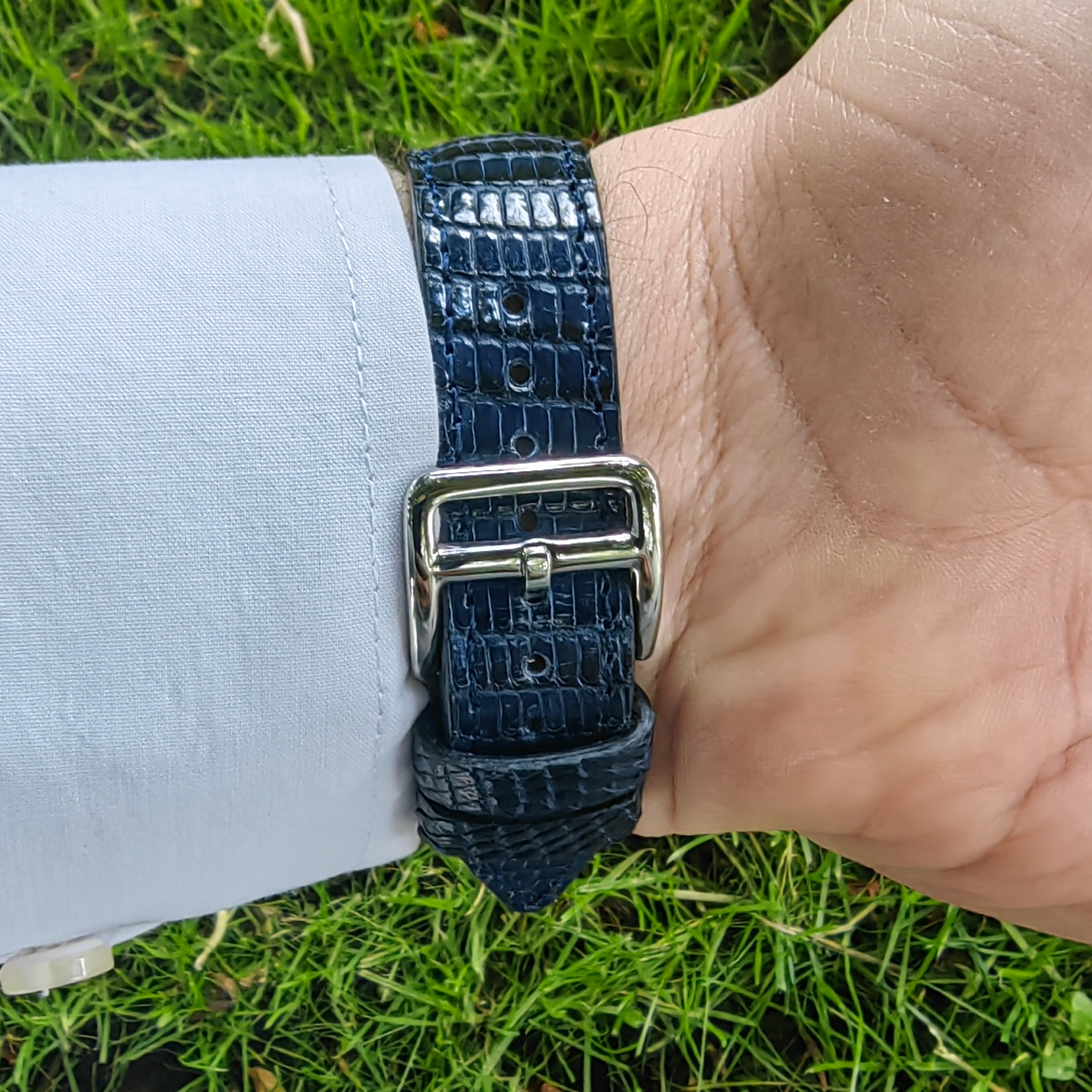 Apple Watch Gerçek Kertenkele Derisi Kordon Lacivert