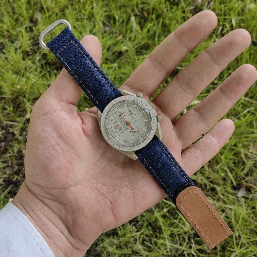 Moonswatch Kordon - Velkro Denim