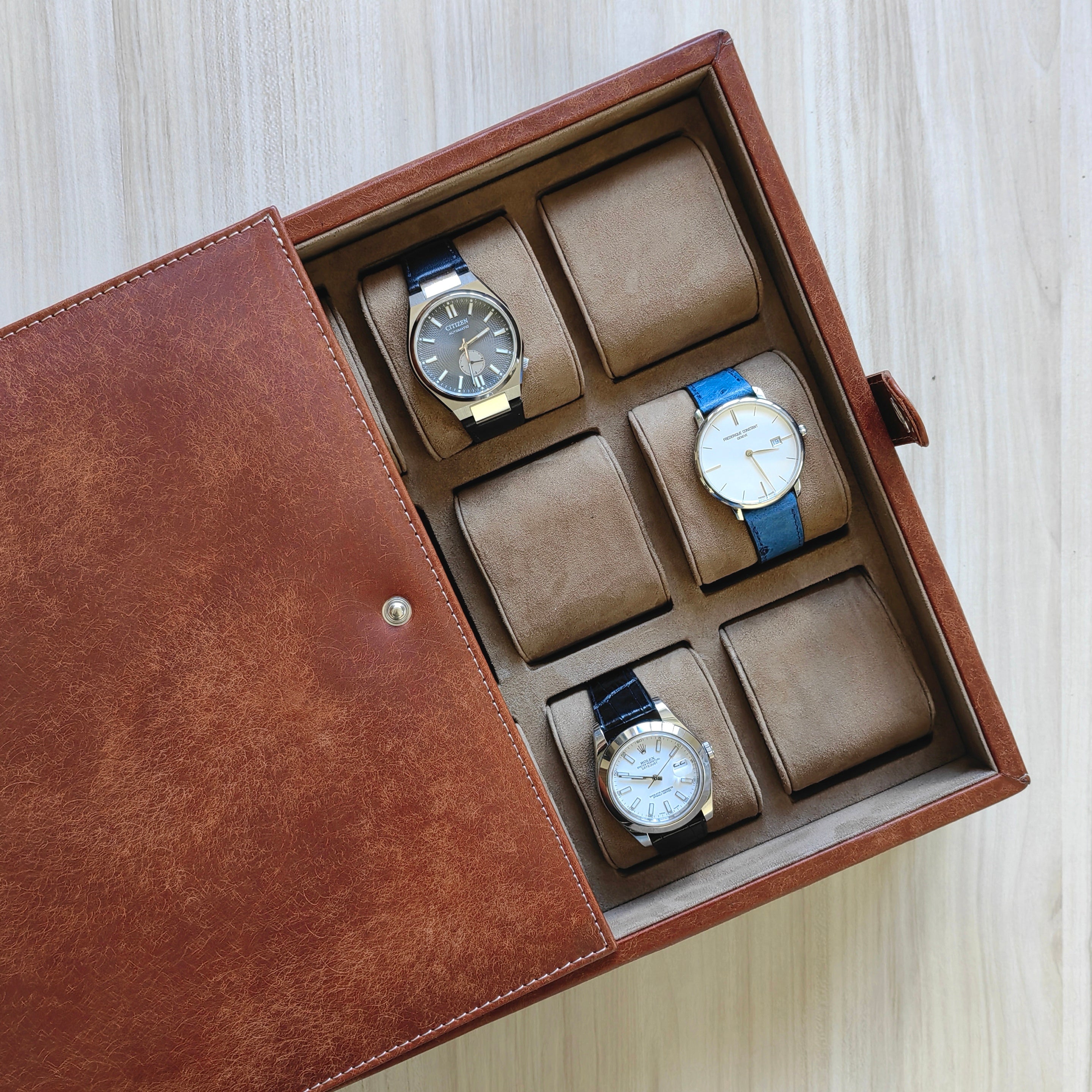 Bolt Kahve Deri Saat Kutusu 15'li