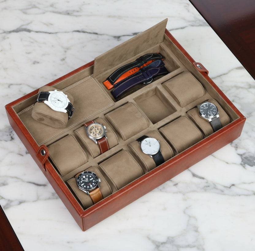 Bolt Kahve Deri Saat Kutusu 10'lu