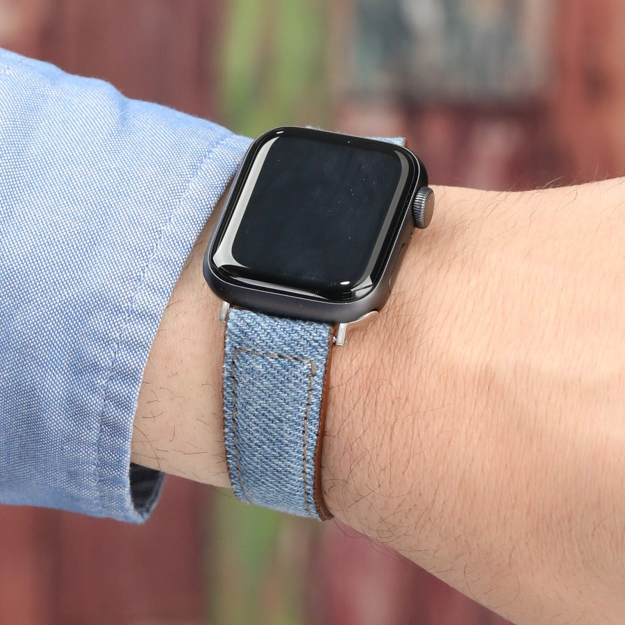 Apple Watch Deri Kordon - Hibrid Mavi Denim