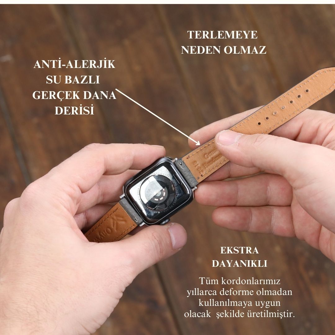 Apple Watch Deri Kordon - Mavi Denim