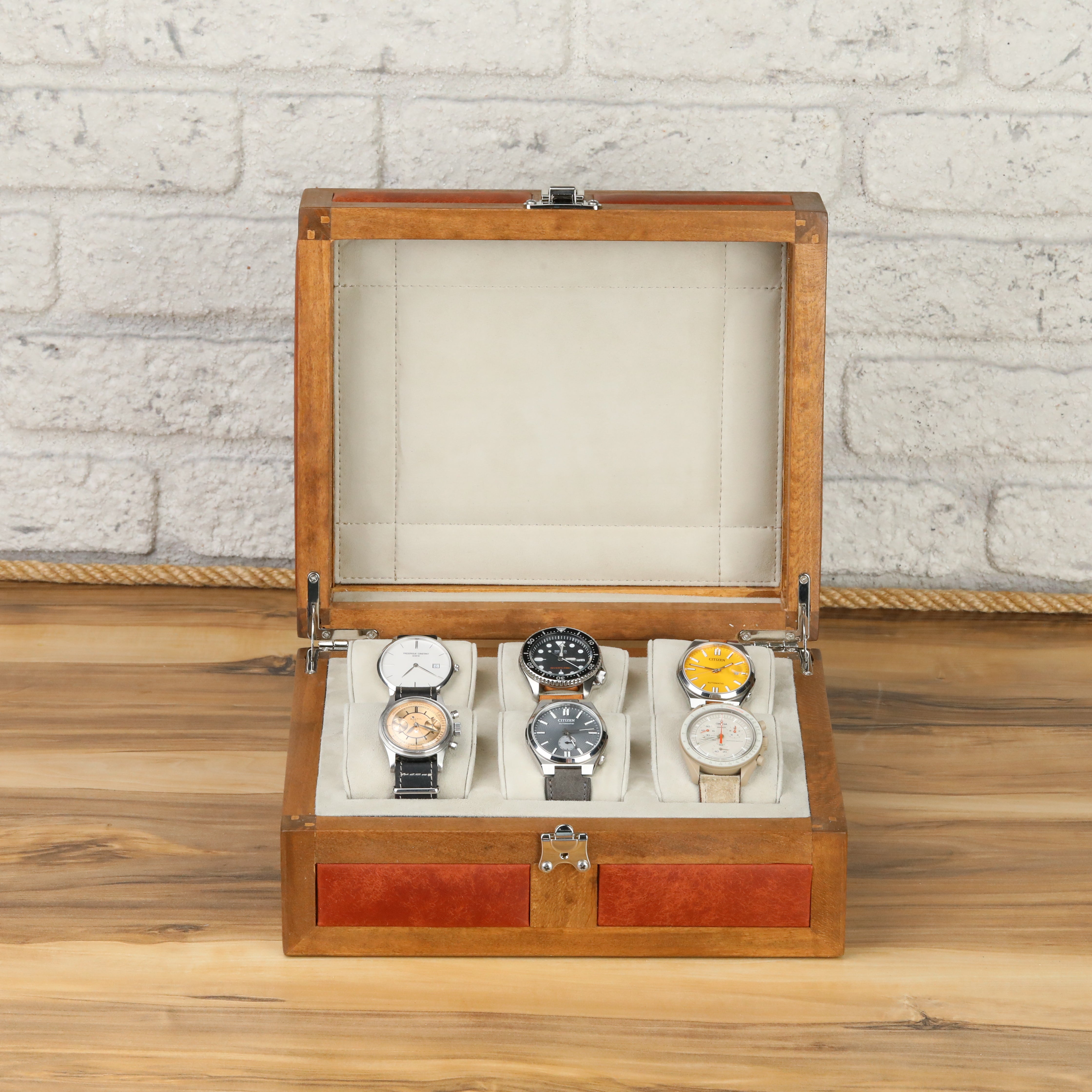 Heritage 6'lı Ahşap Saat Kutusu / Kahverengi