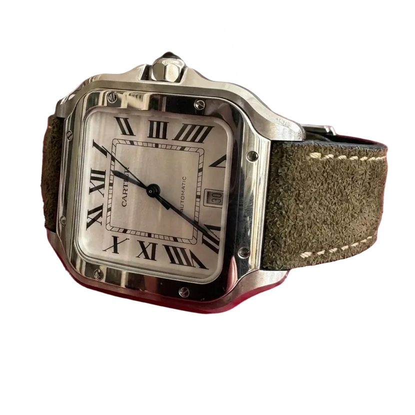 Gerçek deri el yapımı cartier santos uyumlu deri kordon