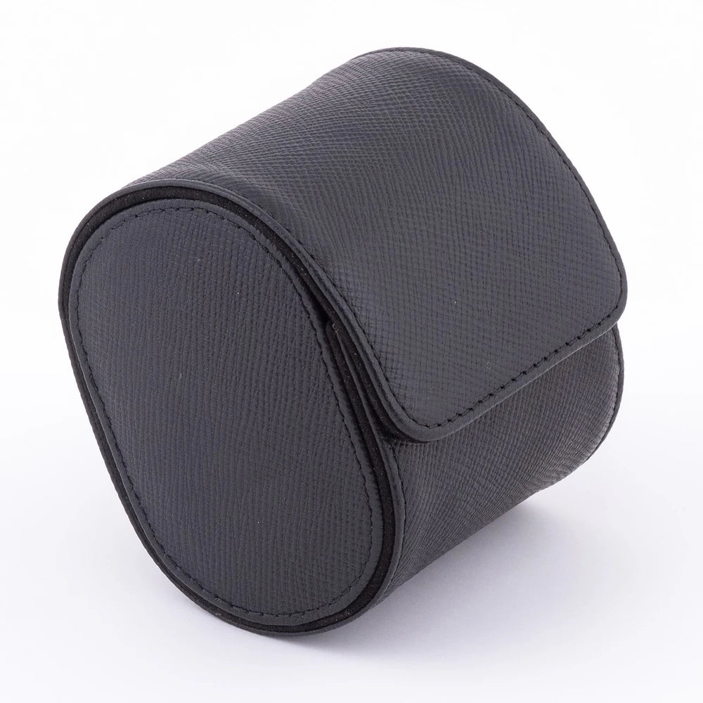 Dışı siyah renkli dana derisi içi oğlak süet deri saat kutusu