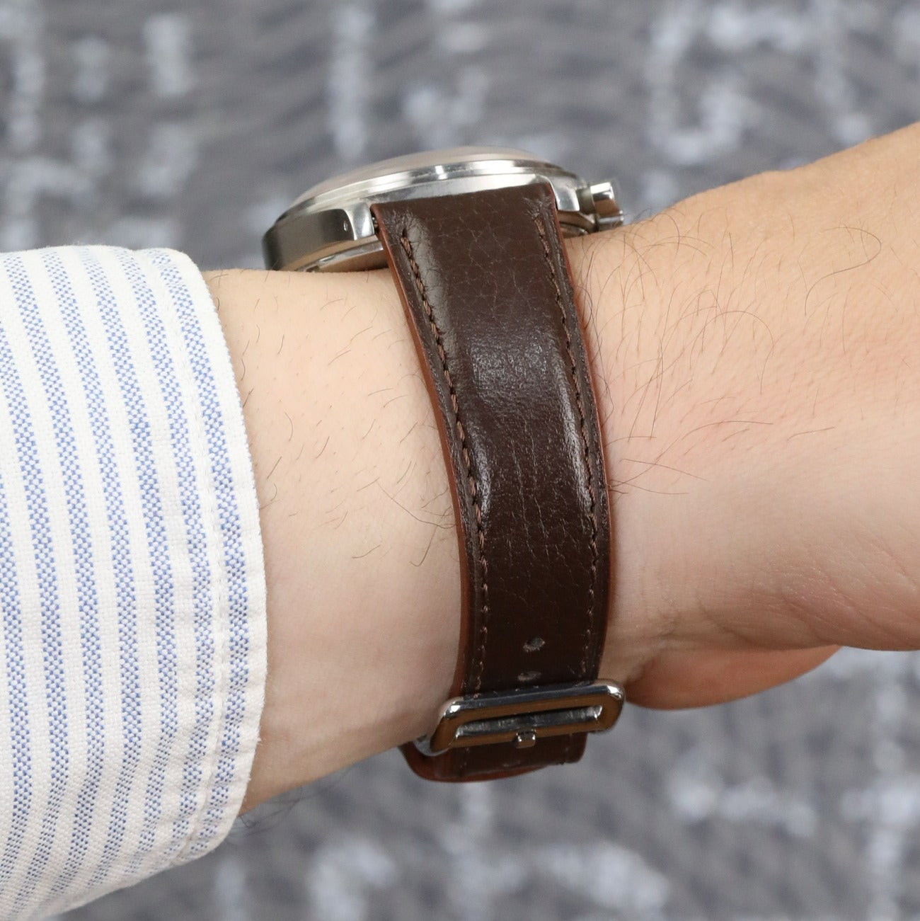 Gerçek dana derisi el yapımı kahverengi renkli saat kayışı