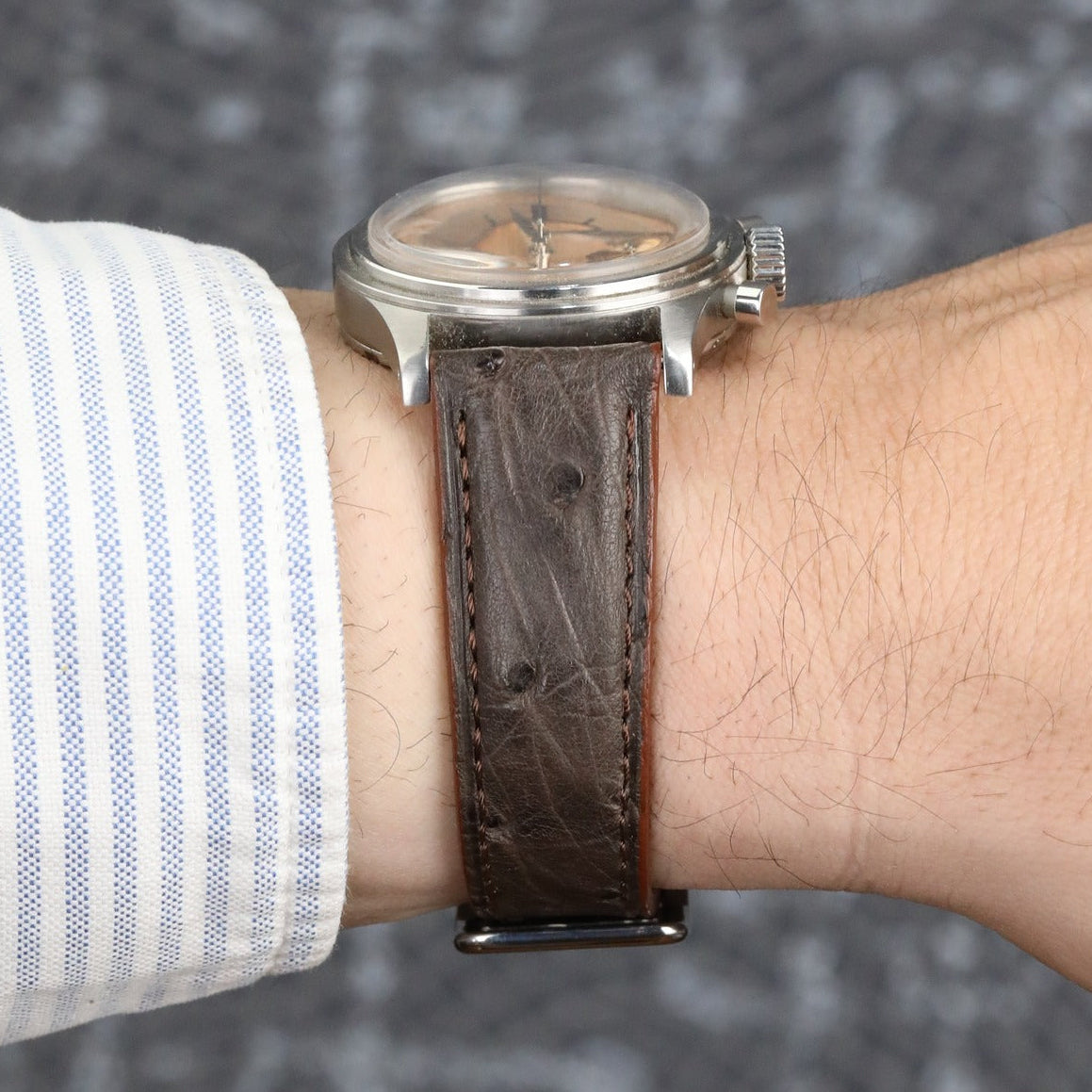 El yapımı kahverengi renkli gerçek egzo deri akıllı pimli deri saat kayışı