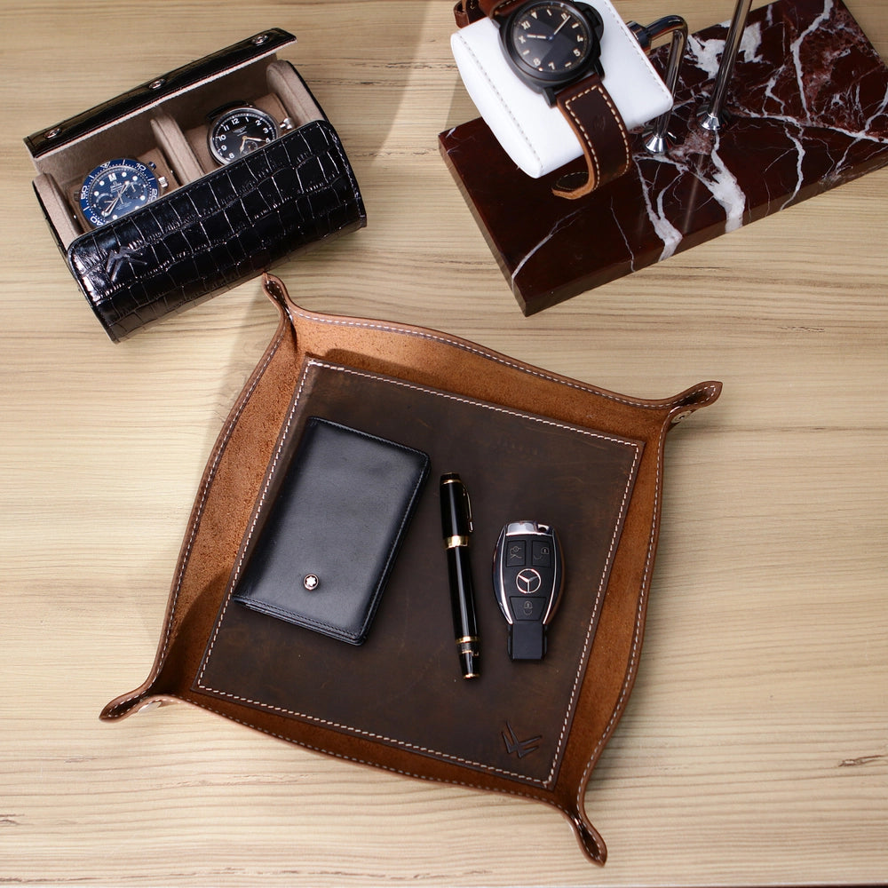 Gerçek deri taba renk masaüstü organizer