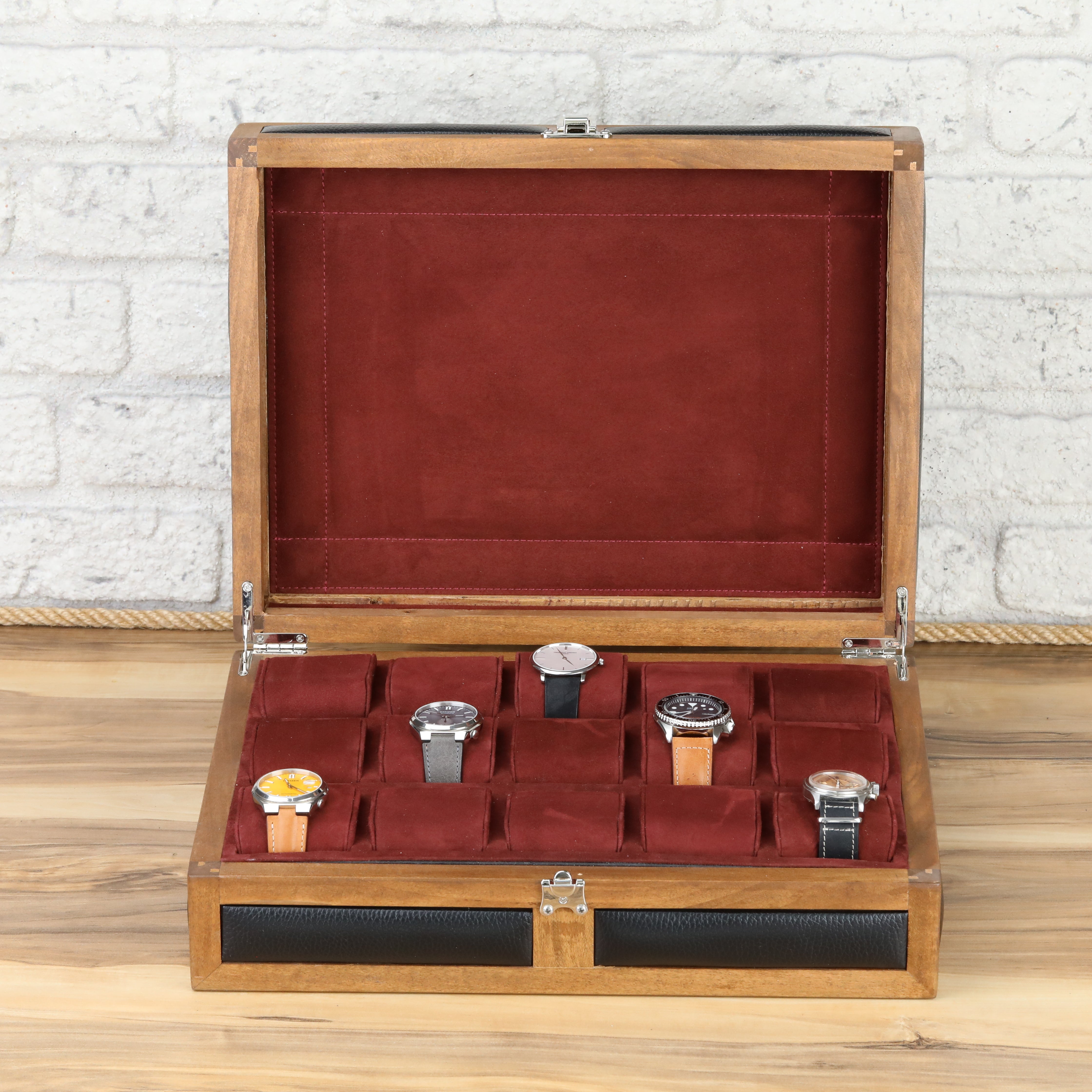 Heritage 15 Ahşap Saat Kutusu / Siyah