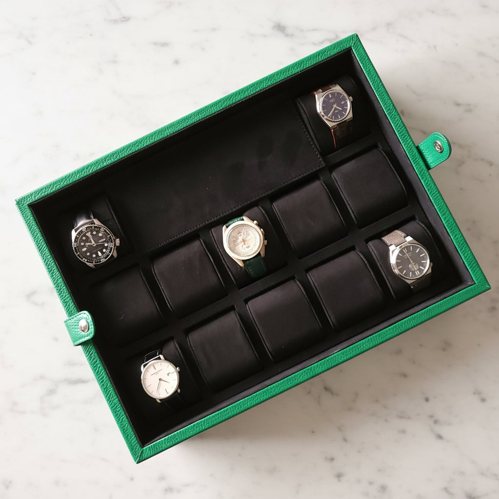 12'li Bolt Deri Saat Koleksiyon Kutusu Yeşil