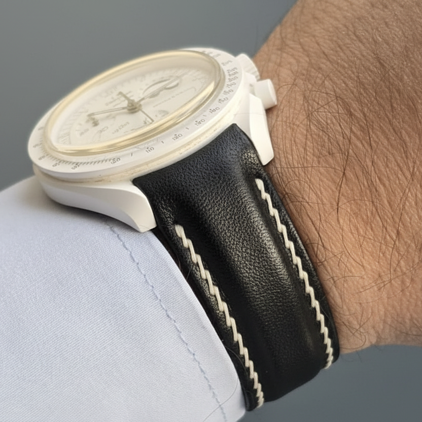 Moonswatch Entegre Deri Kordon Siyah