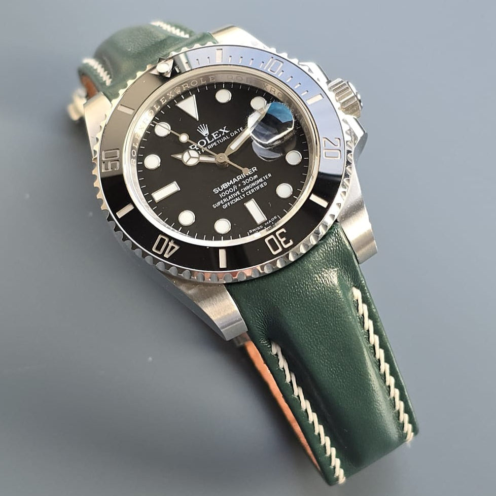 Rolex Entegre Deri Kordon Lacivert