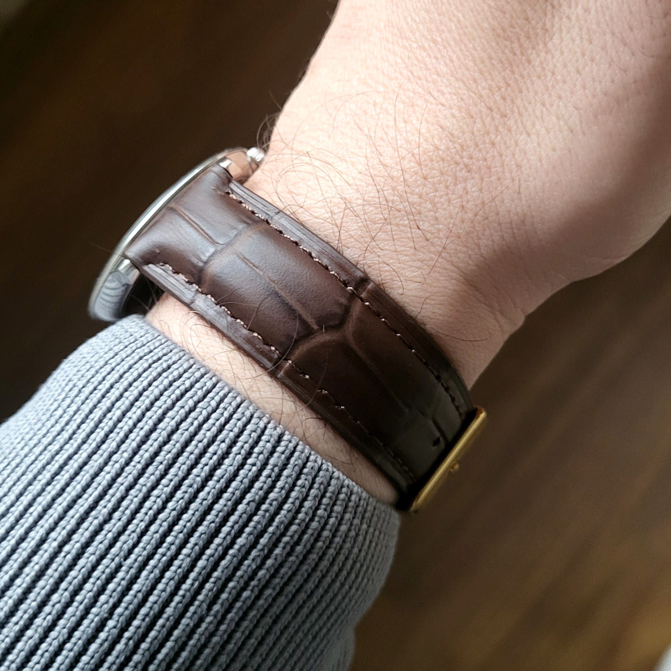 Gold Tokalı Alaturka Kroko Deri Kordon