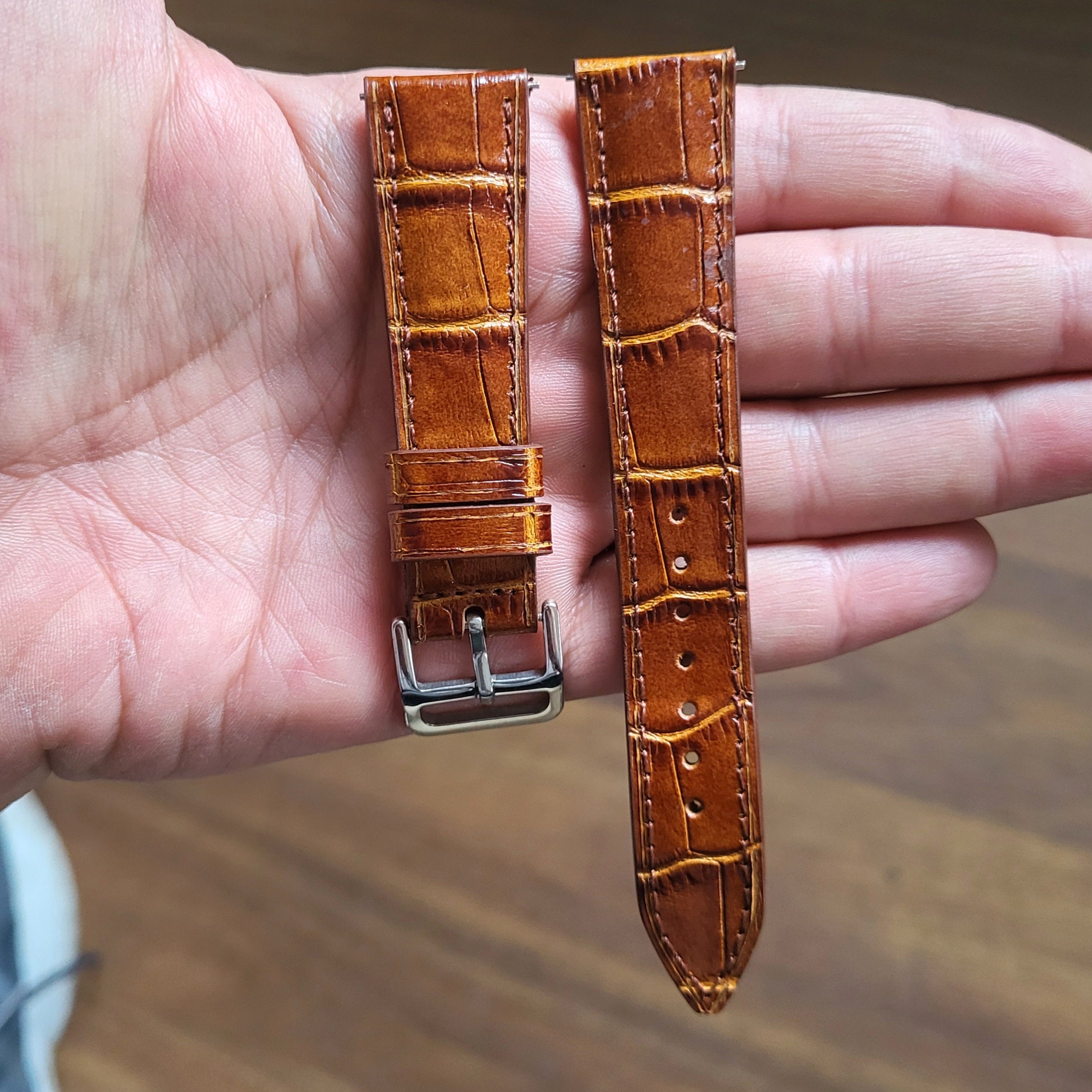 Taba Kroko Baskılı Deri Kordon