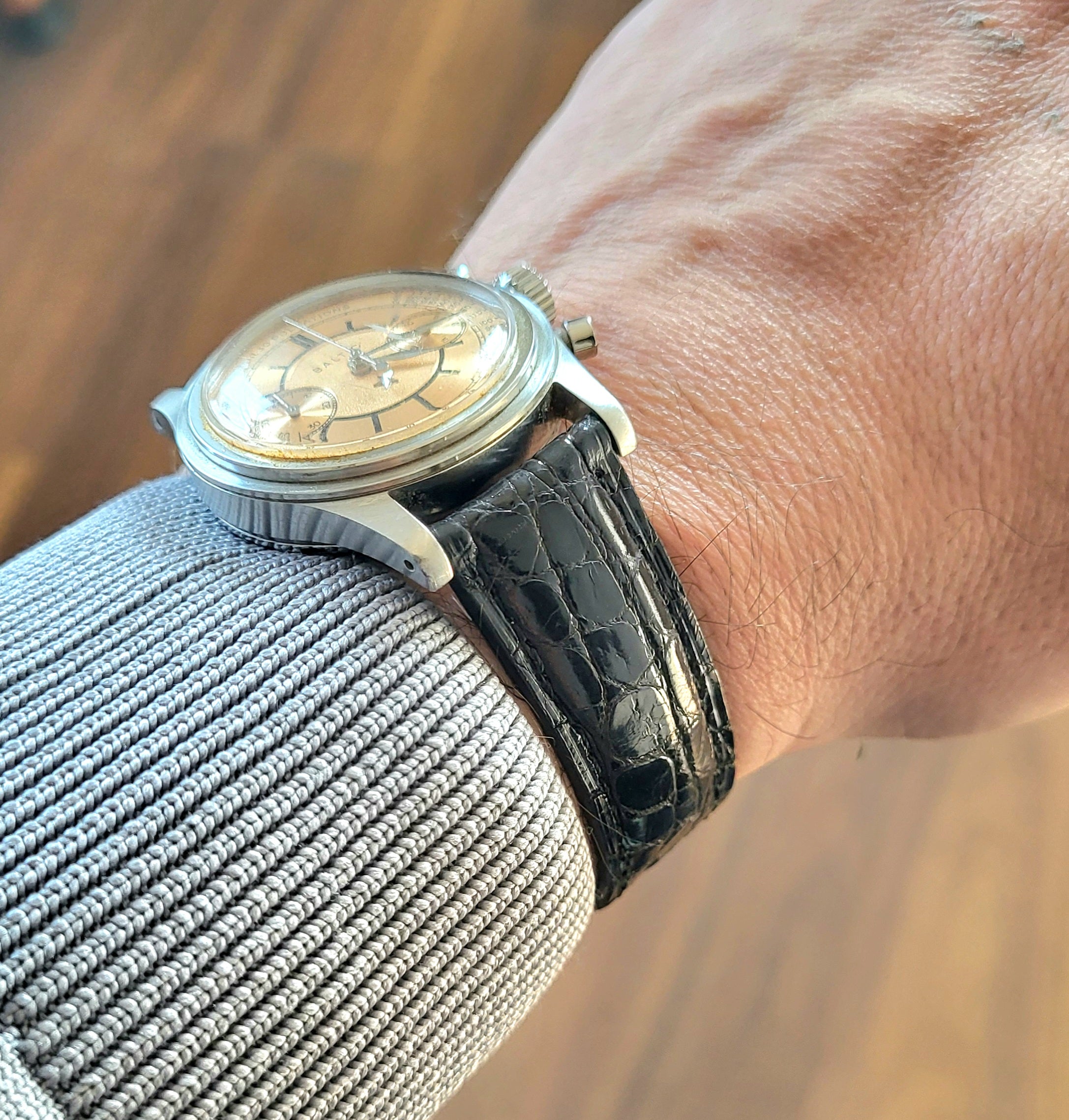 Gerçek Kroko Derisi Kordon Siyah