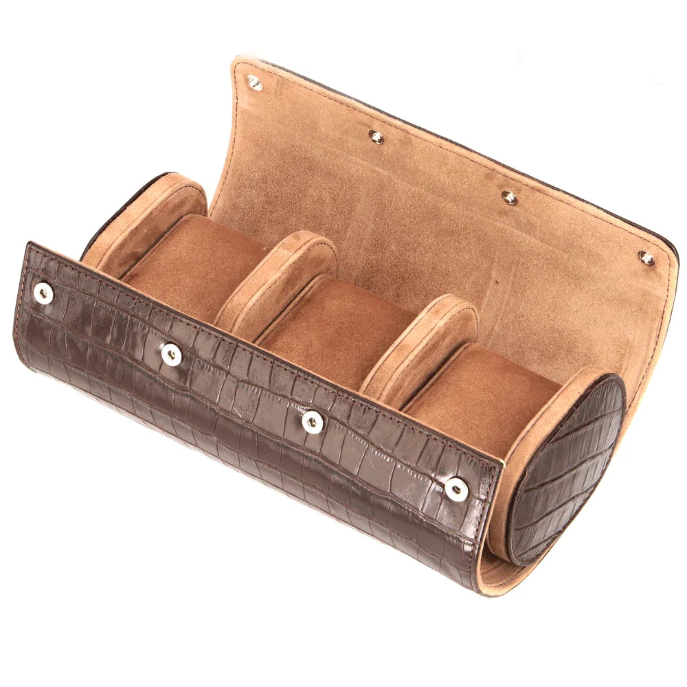 Dışı kahve renkli dana derisi içi oğlak süet lüks saat çantası