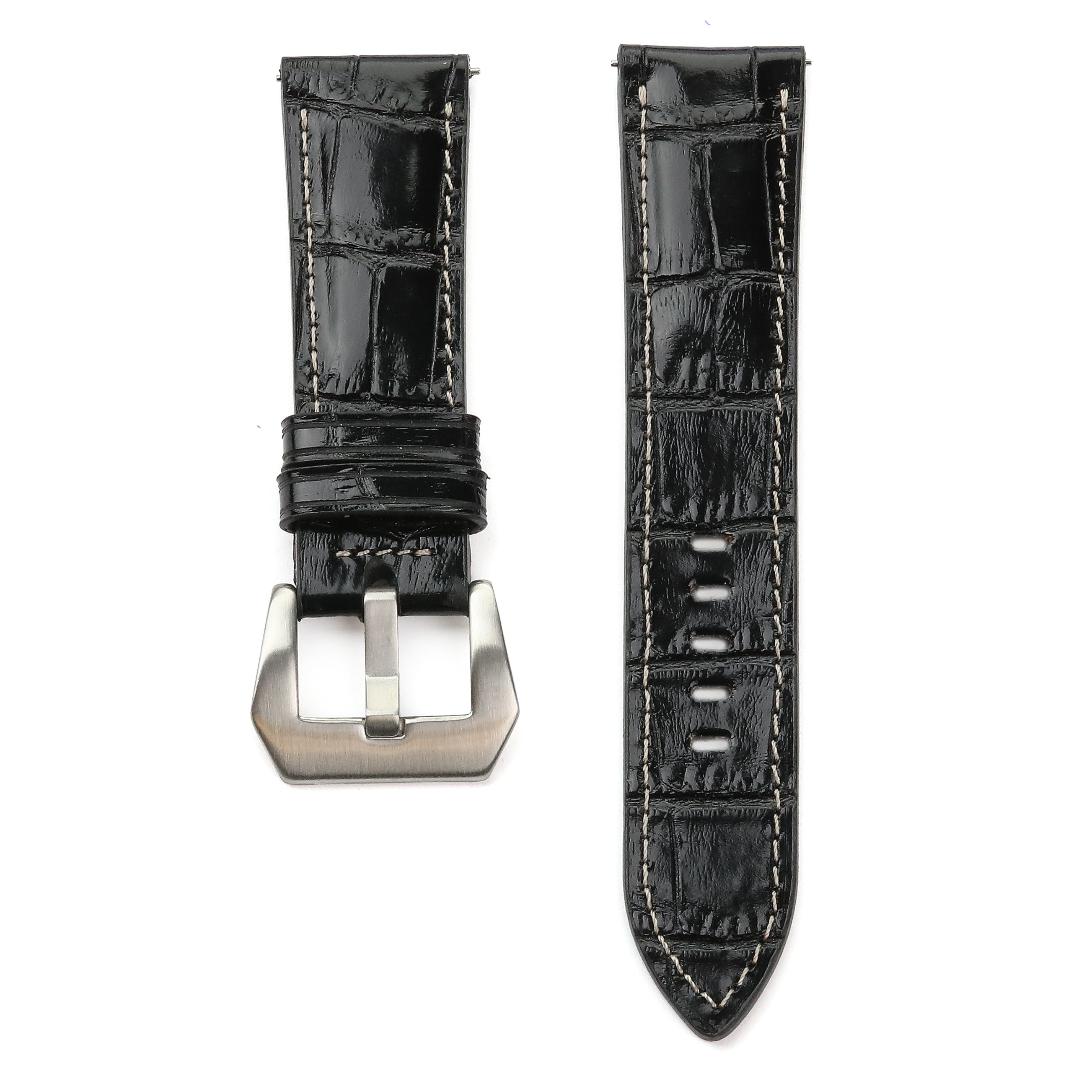 Gerçek deri el yapımı akıllı pimli arkada kullanılan deri anti-alerjik siyah renkli panerai kordon