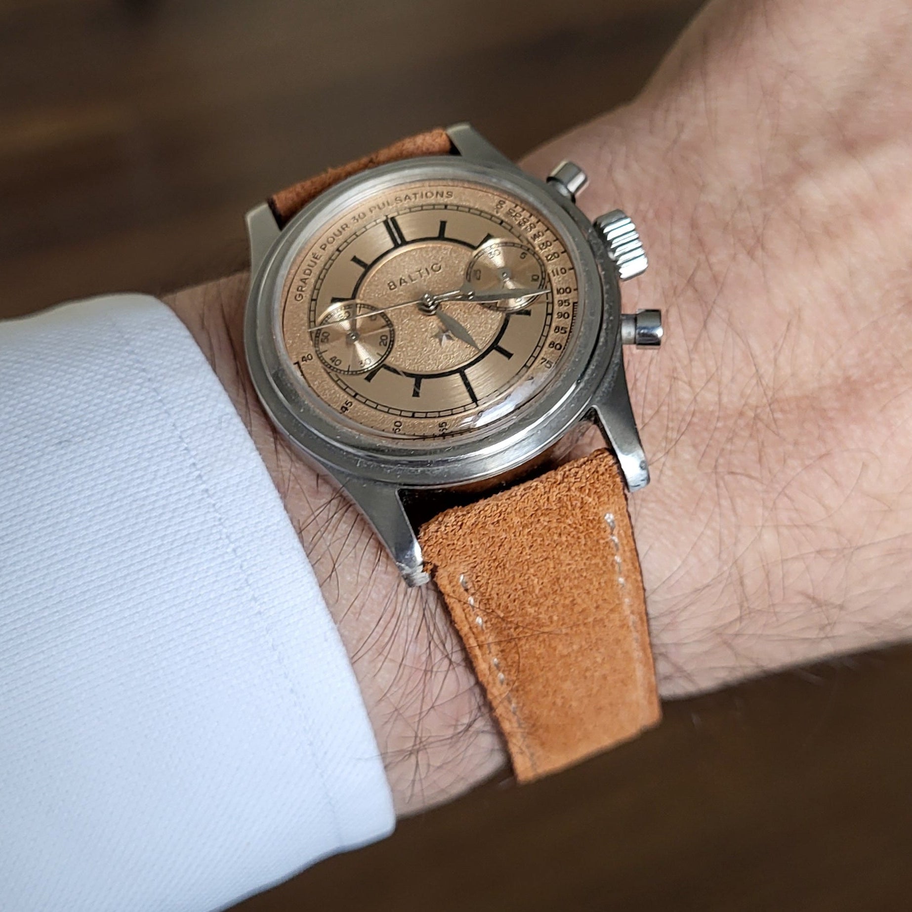 El yapımı tarçın renk akıllı pimli saat kordon deri