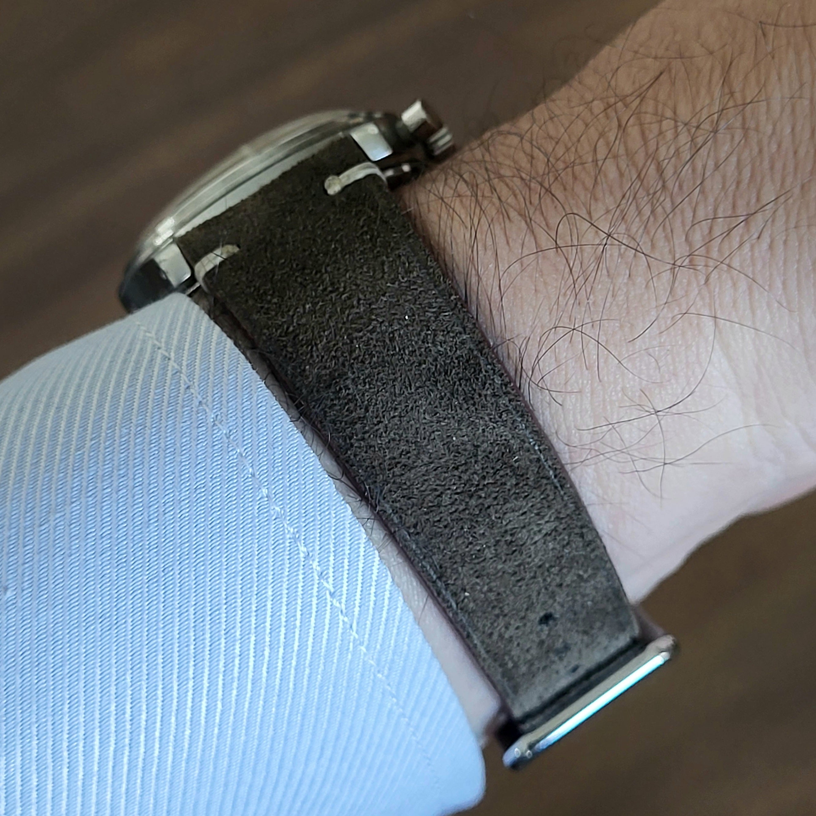 Gerçek deri el yapımı yeşil renk yan dikişli deri kordon