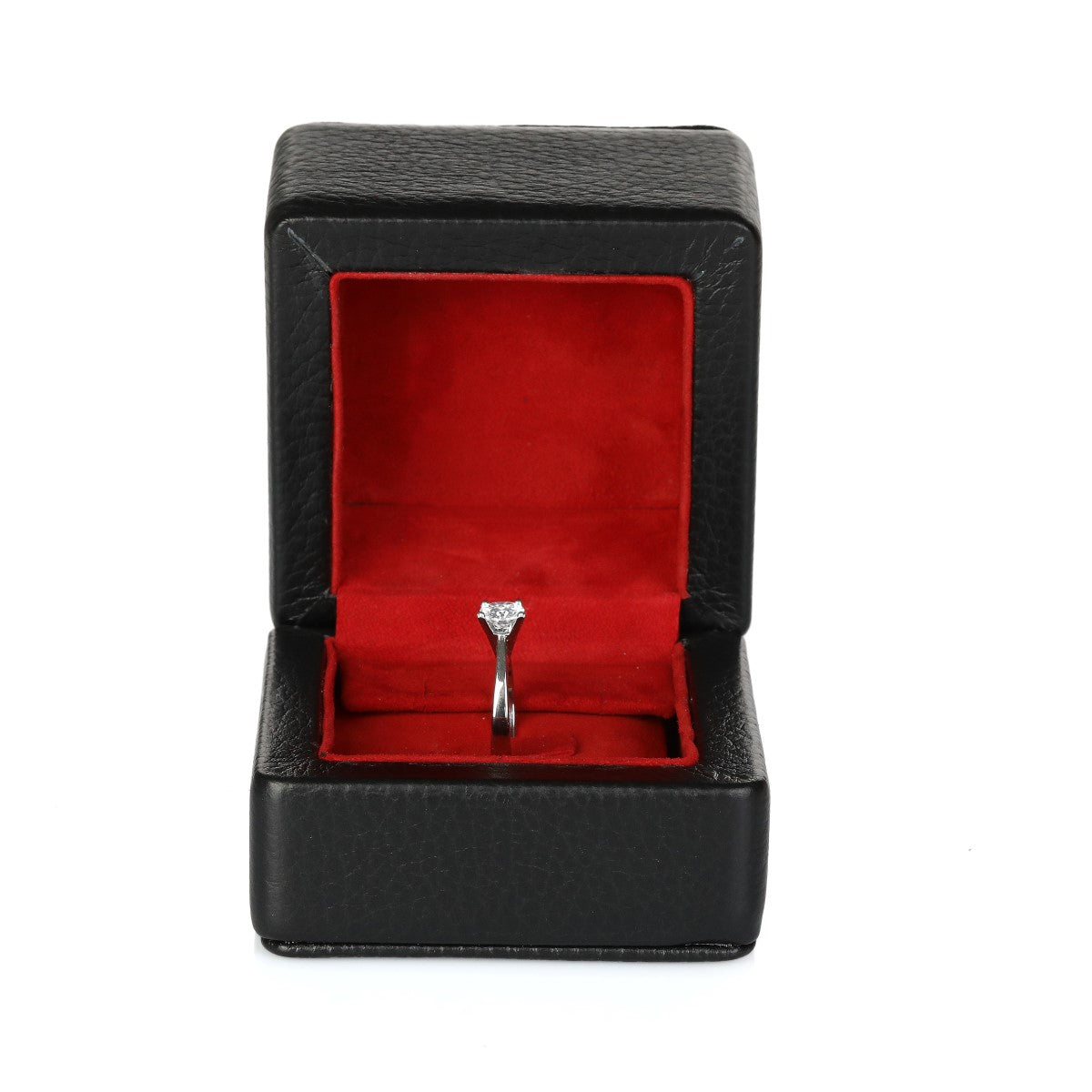 İçi ve dışı gerçek deri el yapımı siyah renk yüzük kutusu