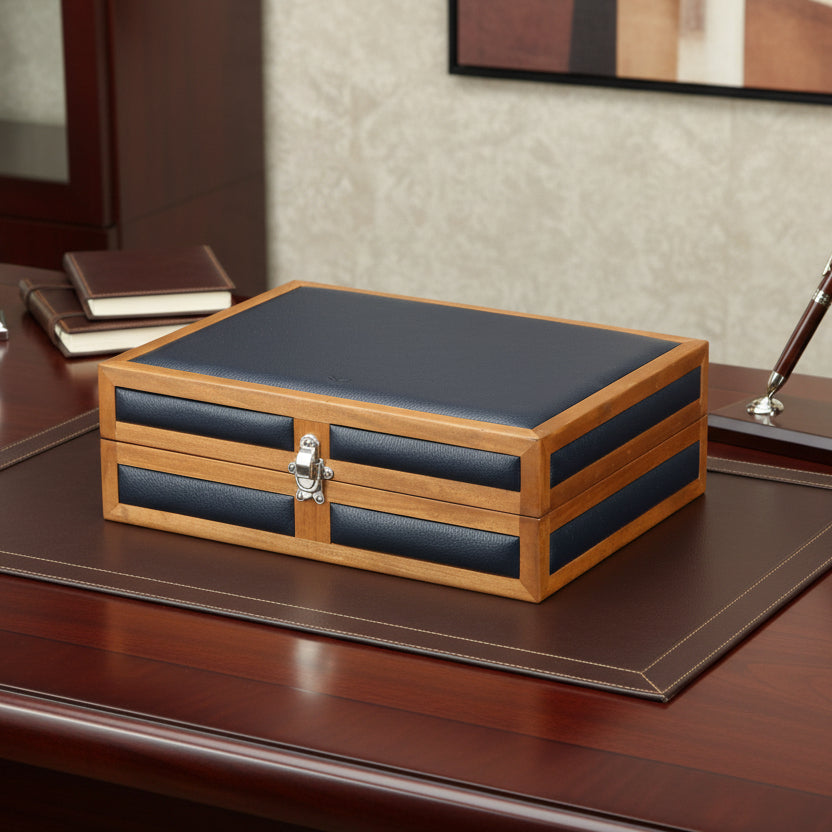 Heritage 15 Ahşap Saat Kutusu / Lacivert