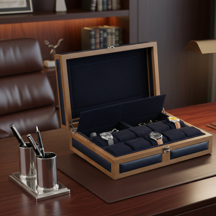 Heritage 15 Ahşap Saat Kutusu / Lacivert