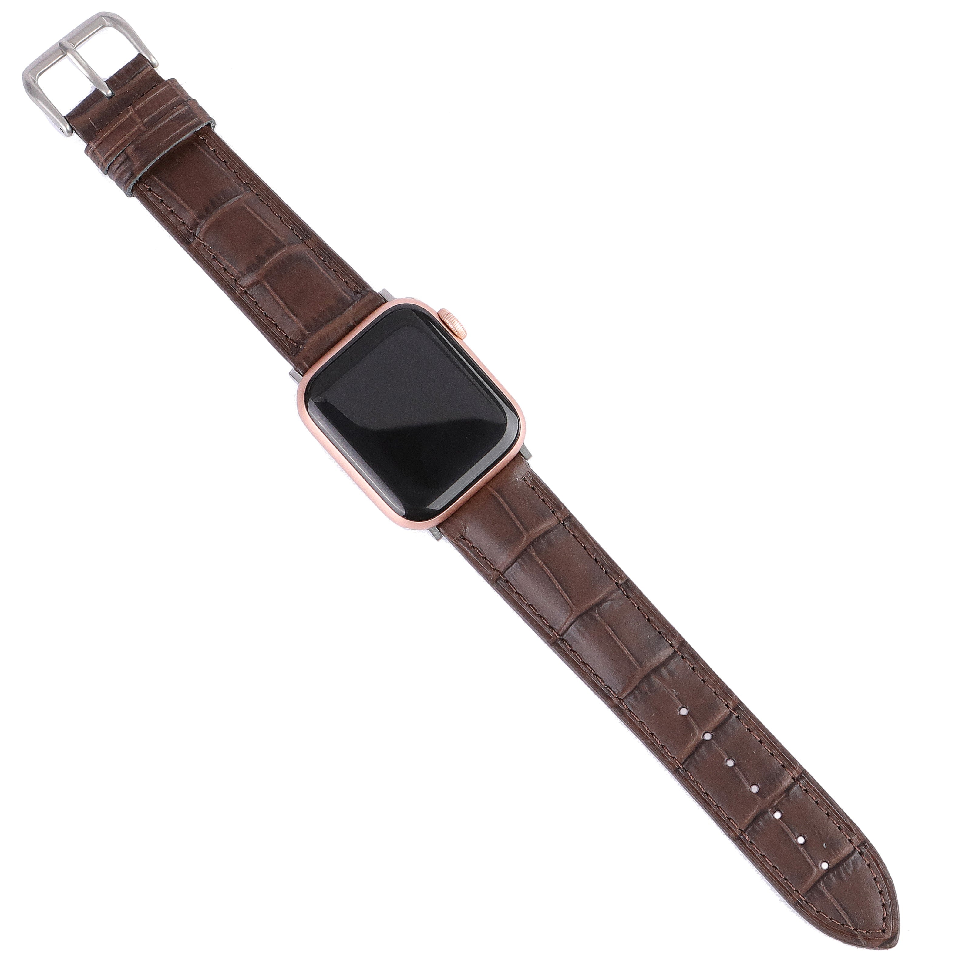 Apple Watch Deri Kordon - B. Dikiş Kahve Kroko