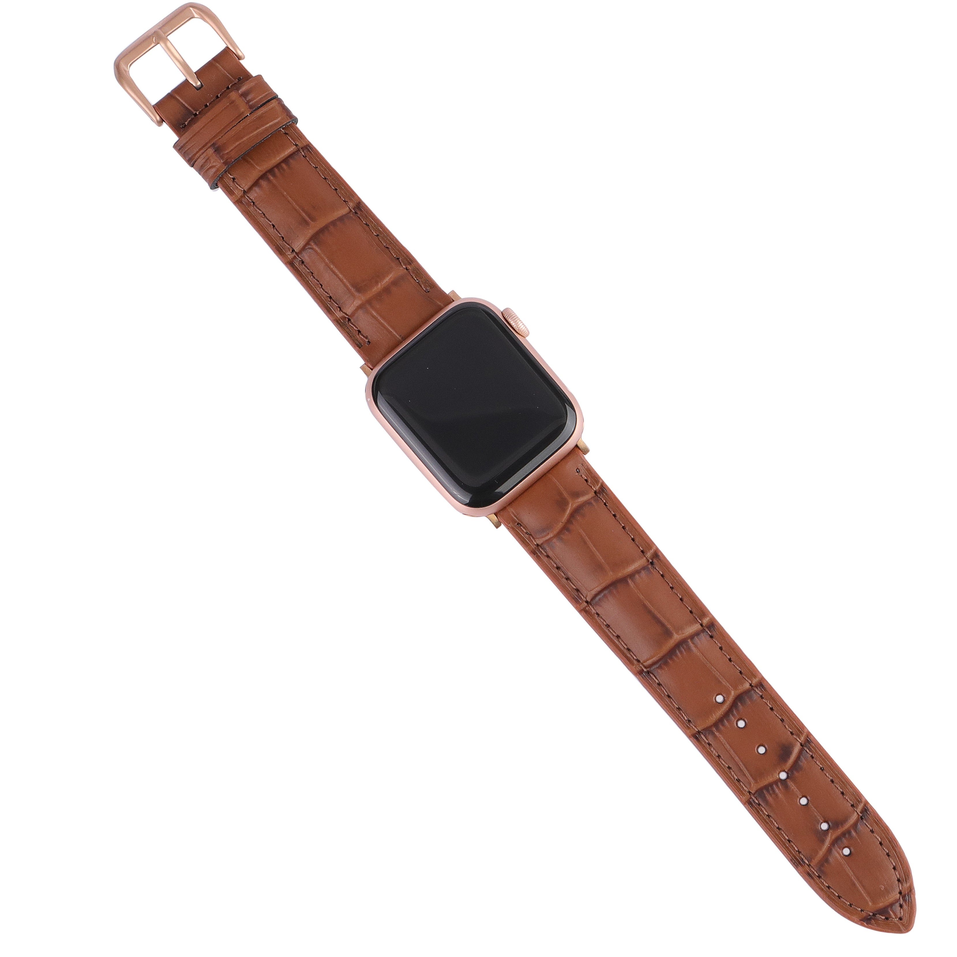 Apple Watch Deri Kordon - Taba - Kroko Baskılı