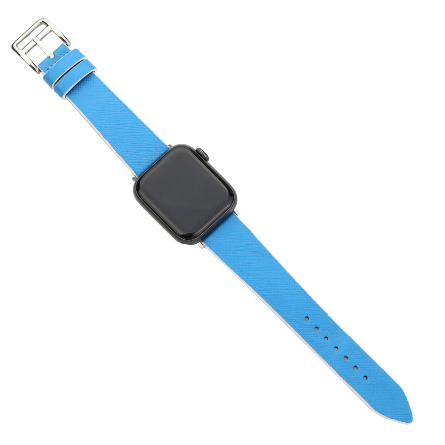 Apple Watch Deri Kordon - Saffiano Mavi Beyaz