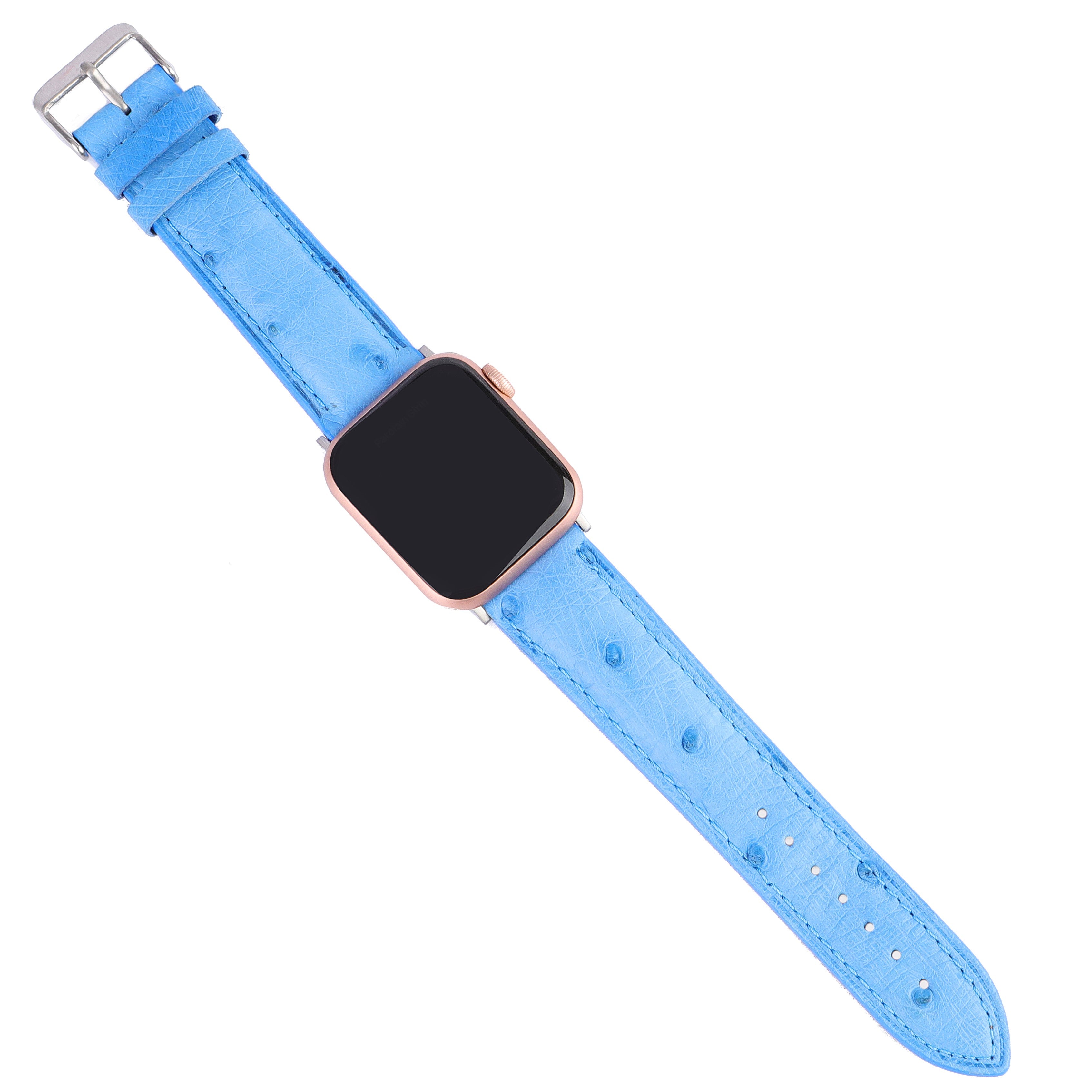 Devekuşu Derisi Apple Watch Deri Kordon - Mavi