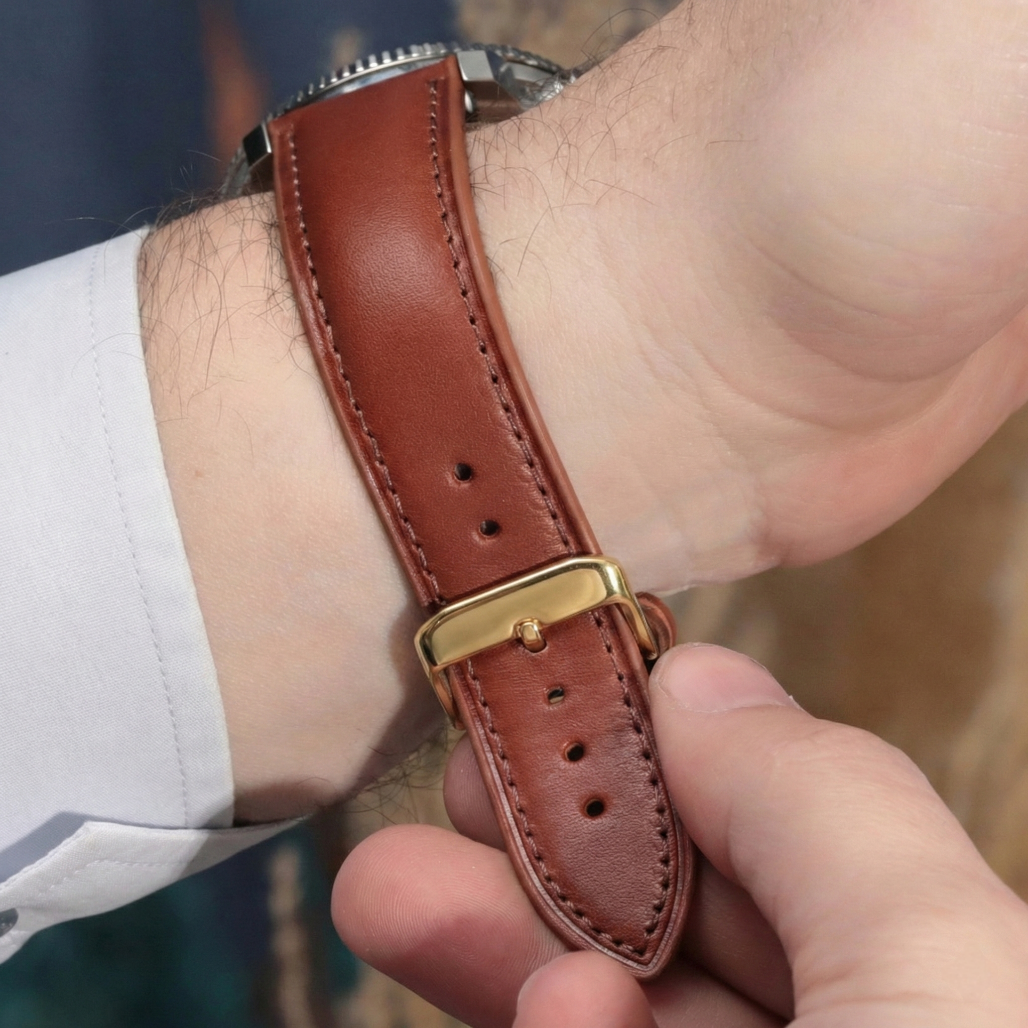 Gold Tokalı Alaturka Taba Deri Kordon