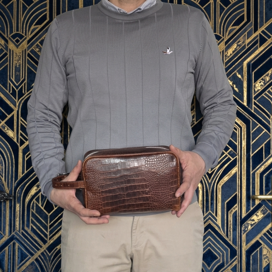 Gerçek Deri El Çantası - Taba