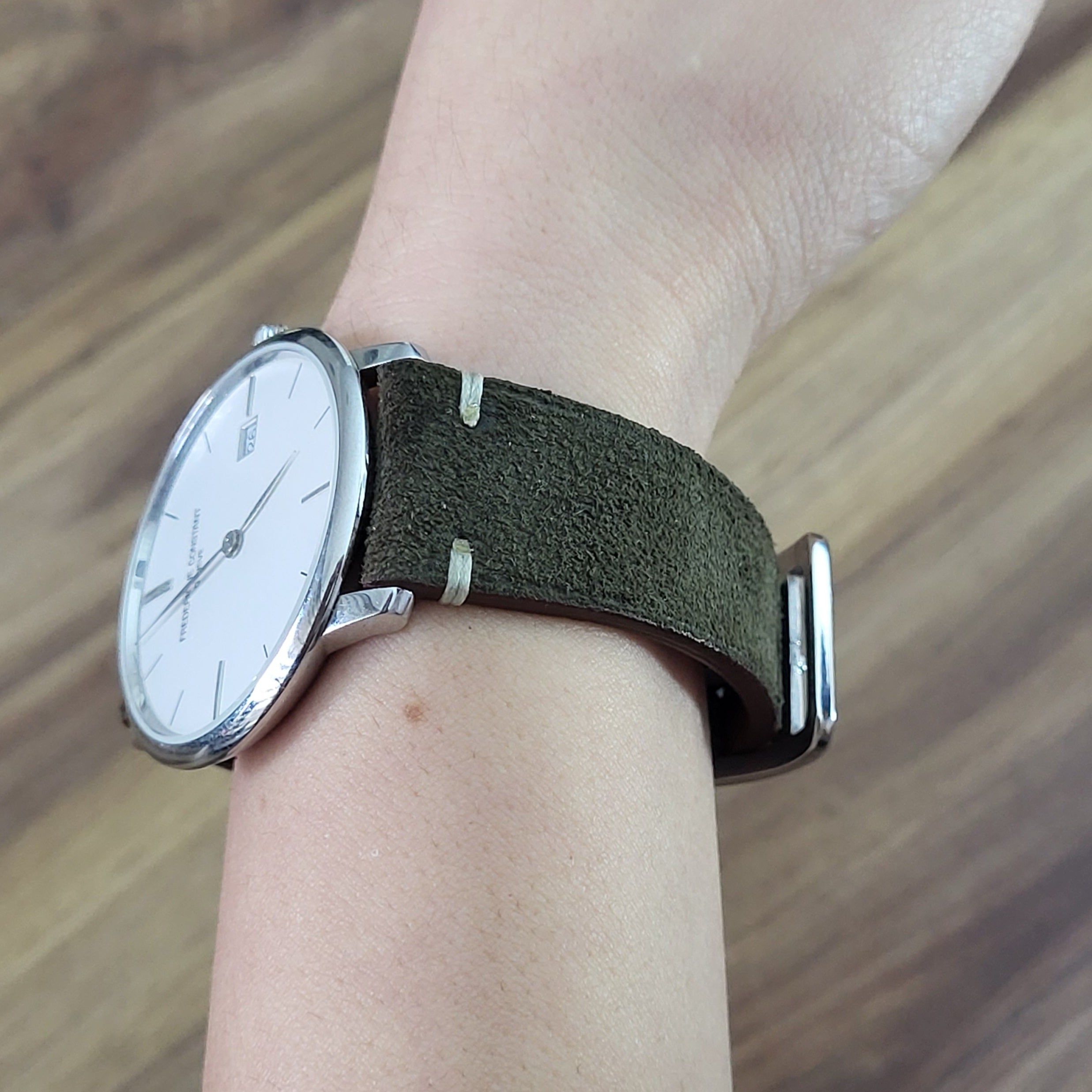 Vintage Zeytin Yeşili Süet Deri Kordon