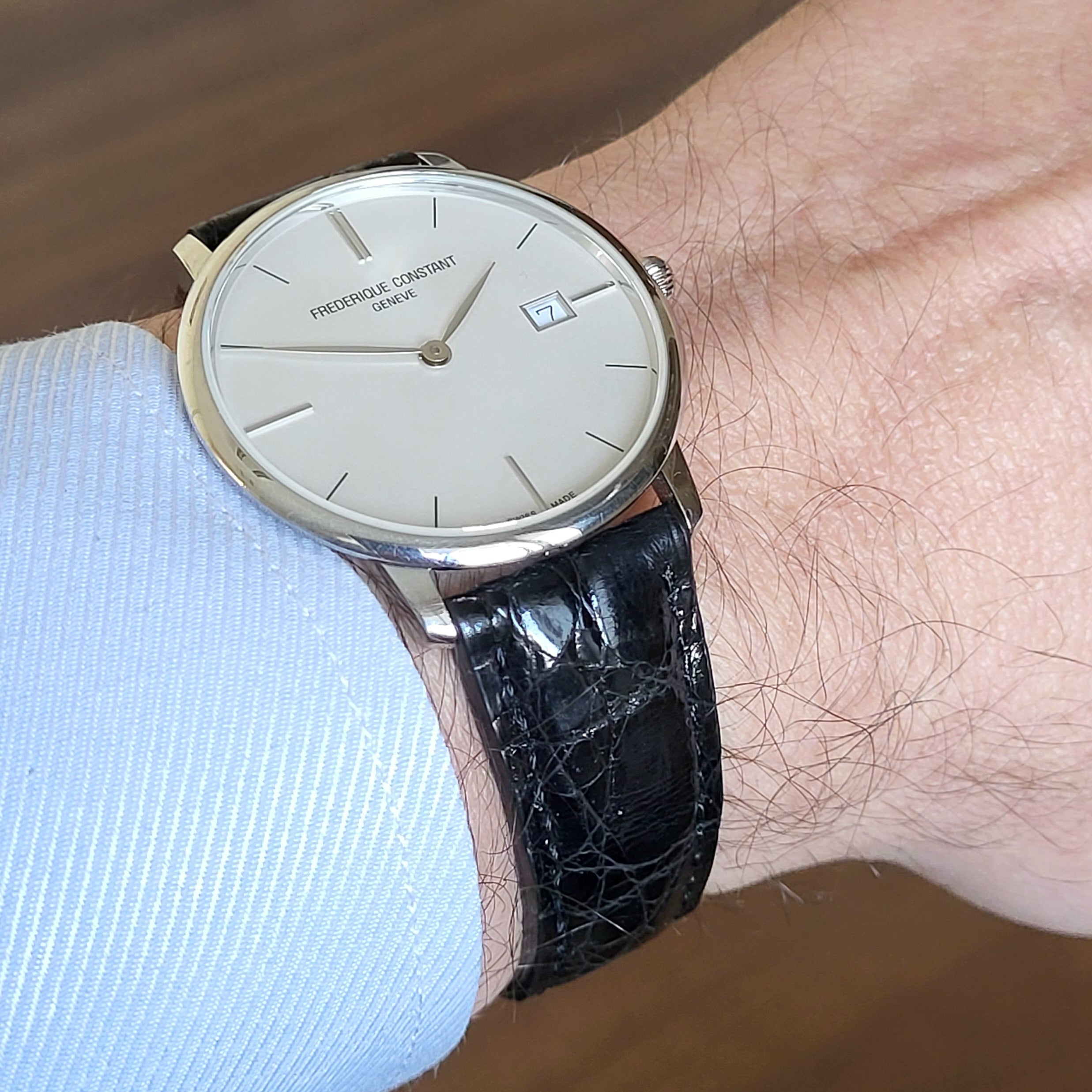 Gerçek Kroko Derisi Kordon Siyah