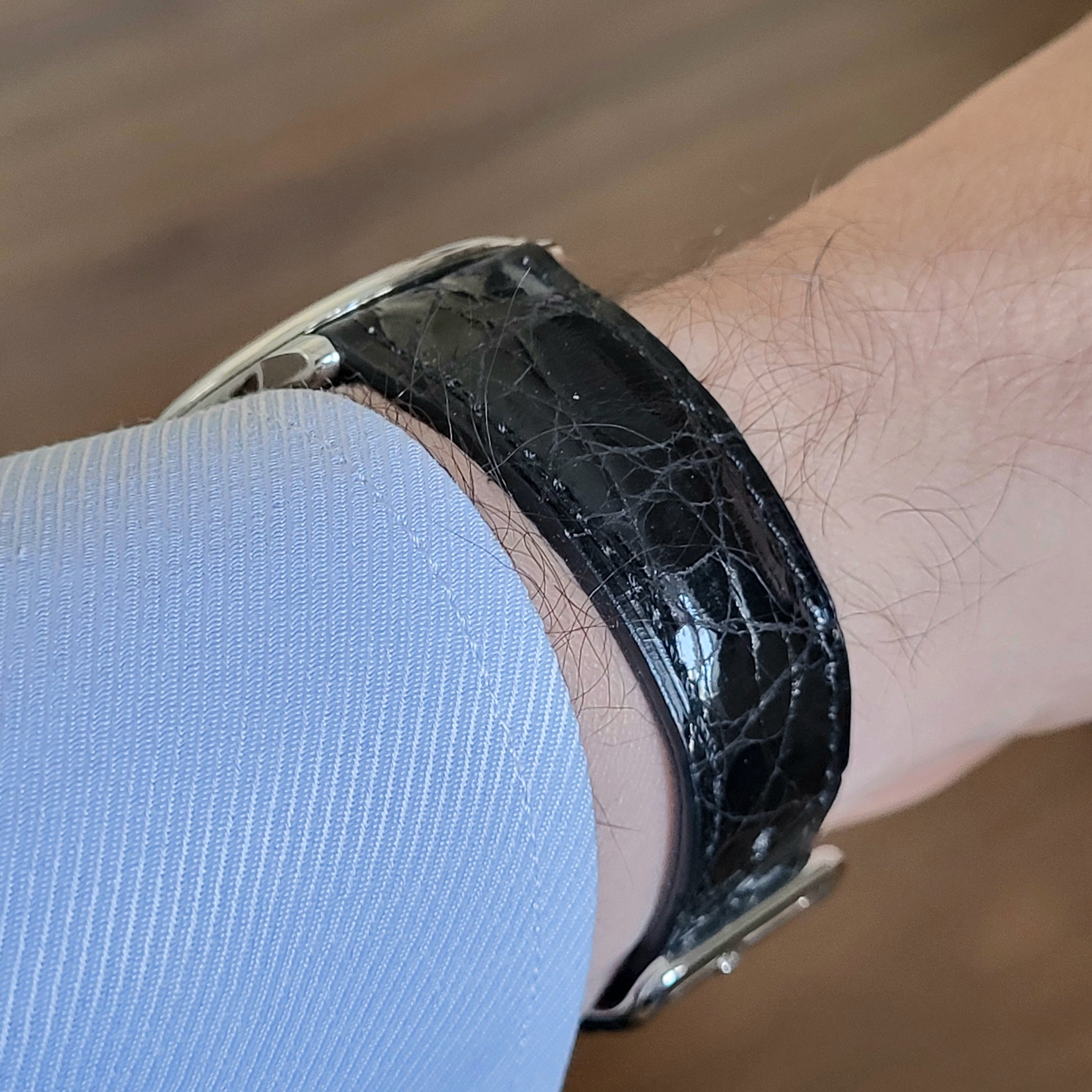 Gerçek Kroko Derisi Kordon Siyah