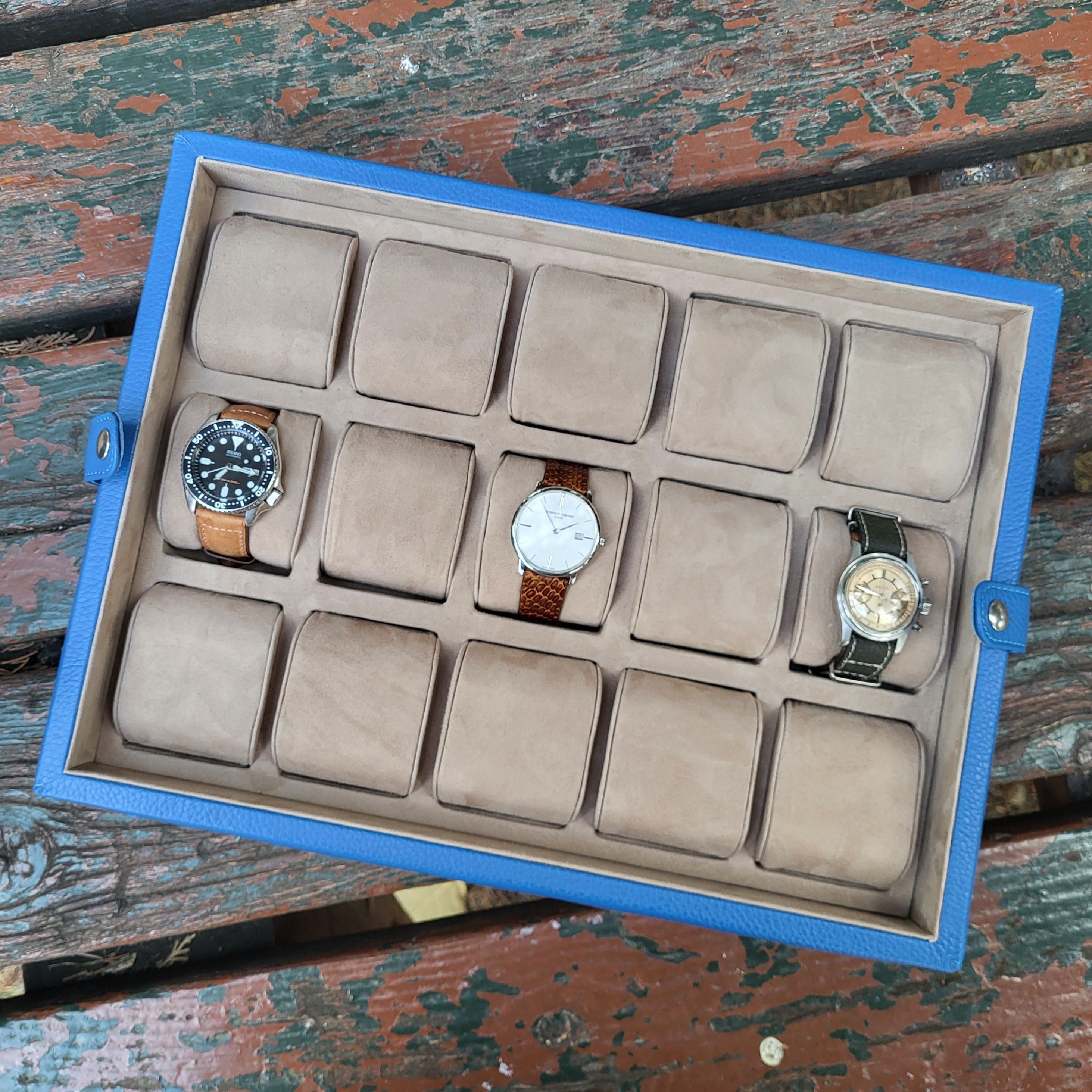 Mavi Deri Saat Kutusu 15'li