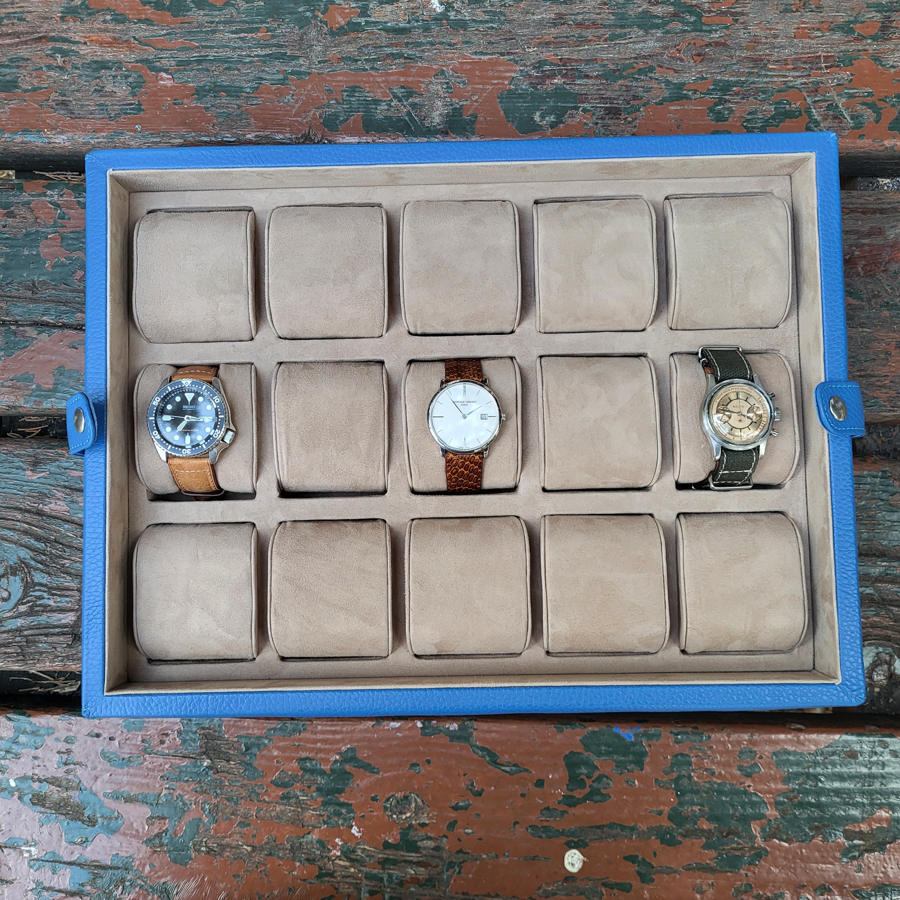 Mavi Deri Saat Kutusu 15'li