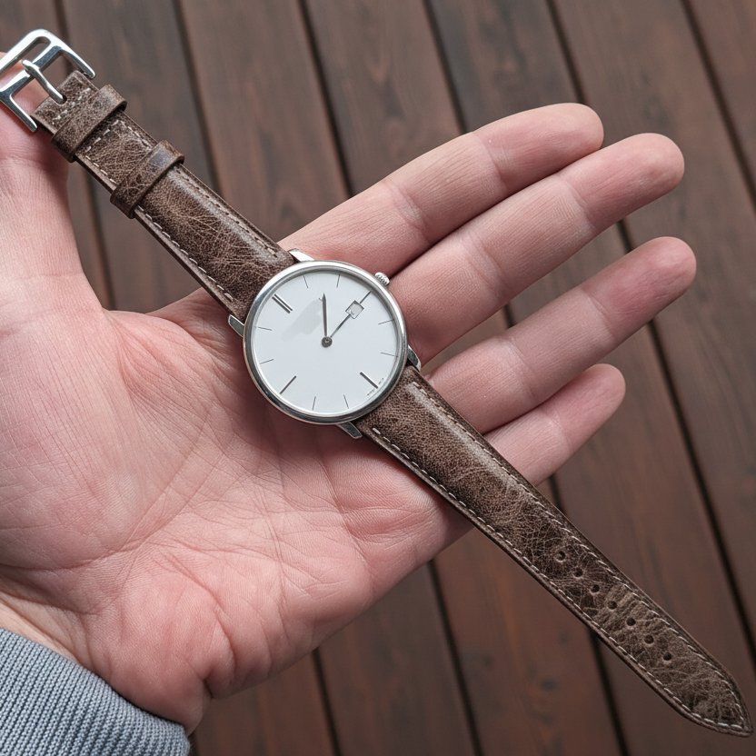 Gerçek deri el yapımı kahverengi renk 20 mm saat kordonu