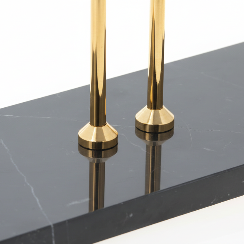 Nero Çiftli Masaüstü Saat Standı Pirinç