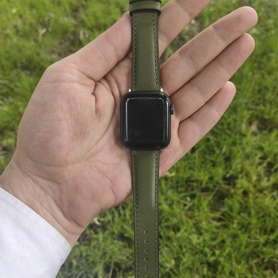 Apple Watch Deri Kordon - Saffiano Haki