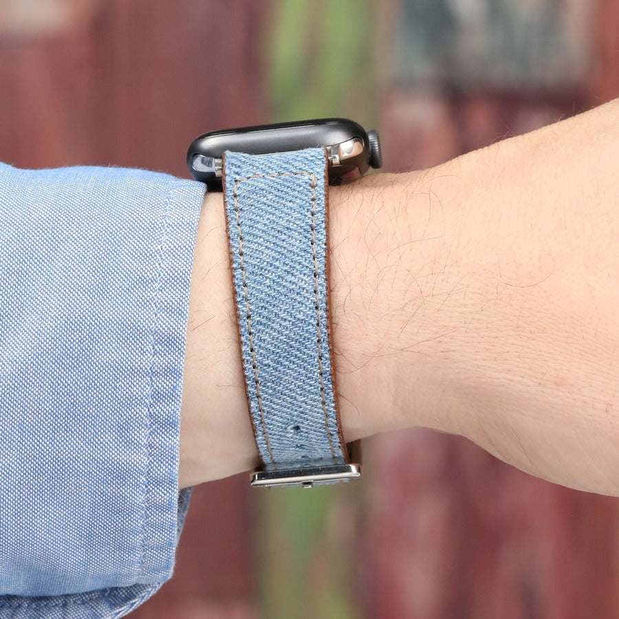 Apple Watch Deri Kordon -  Hibrid Mavi Denim