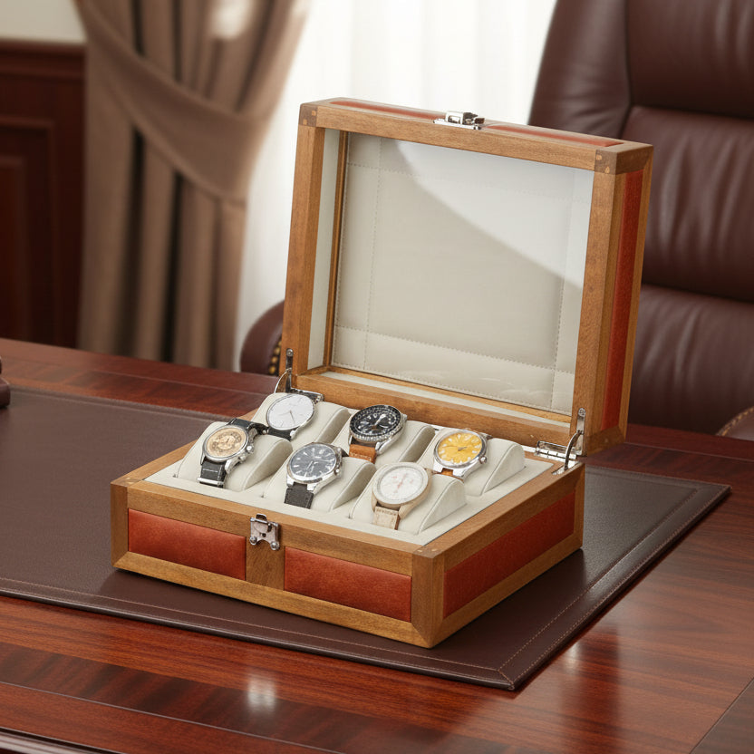 Heritage 6'lı Ahşap Saat Kutusu / Kahverengi