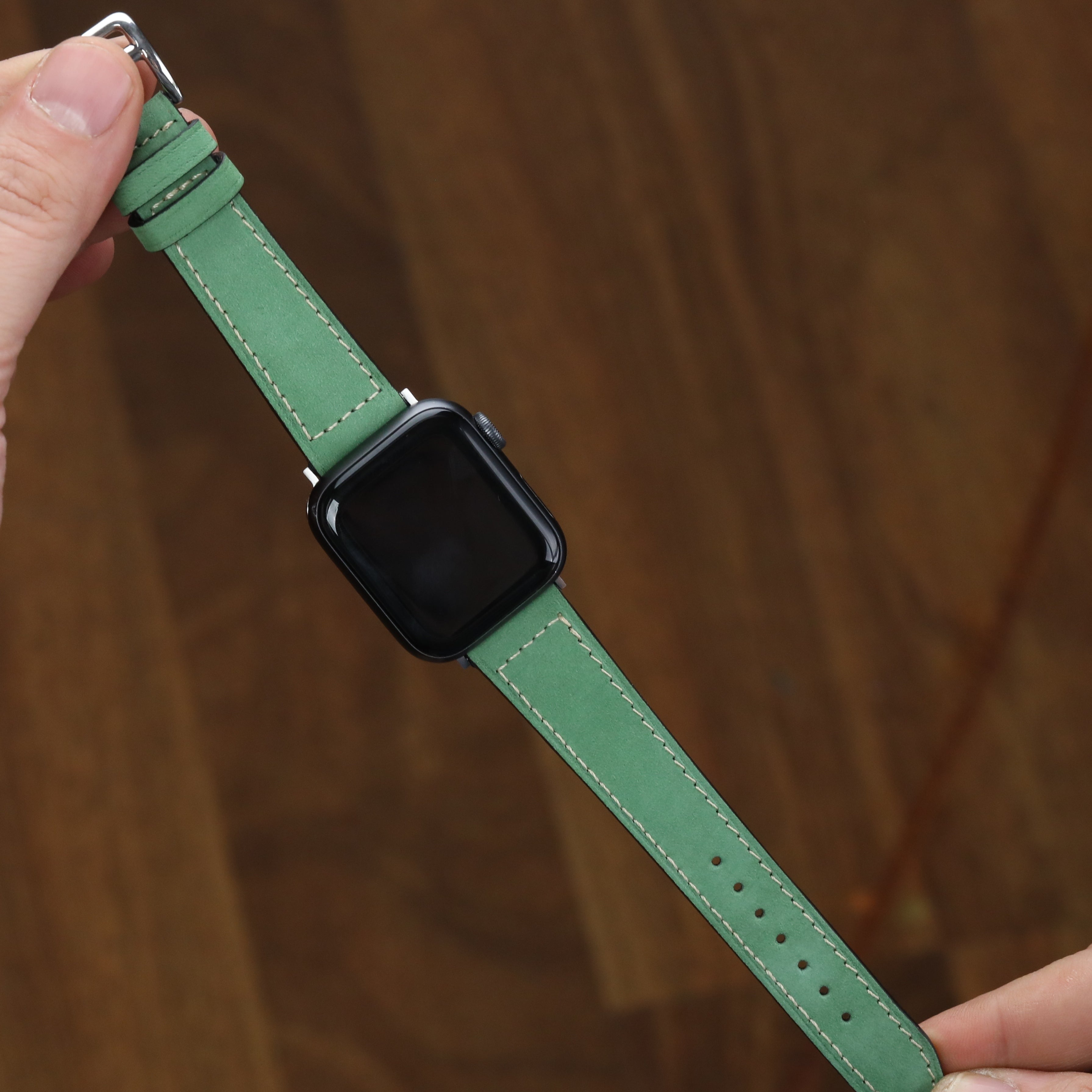 Apple Watch Deri Kordon - Nubuk Yeşil F.