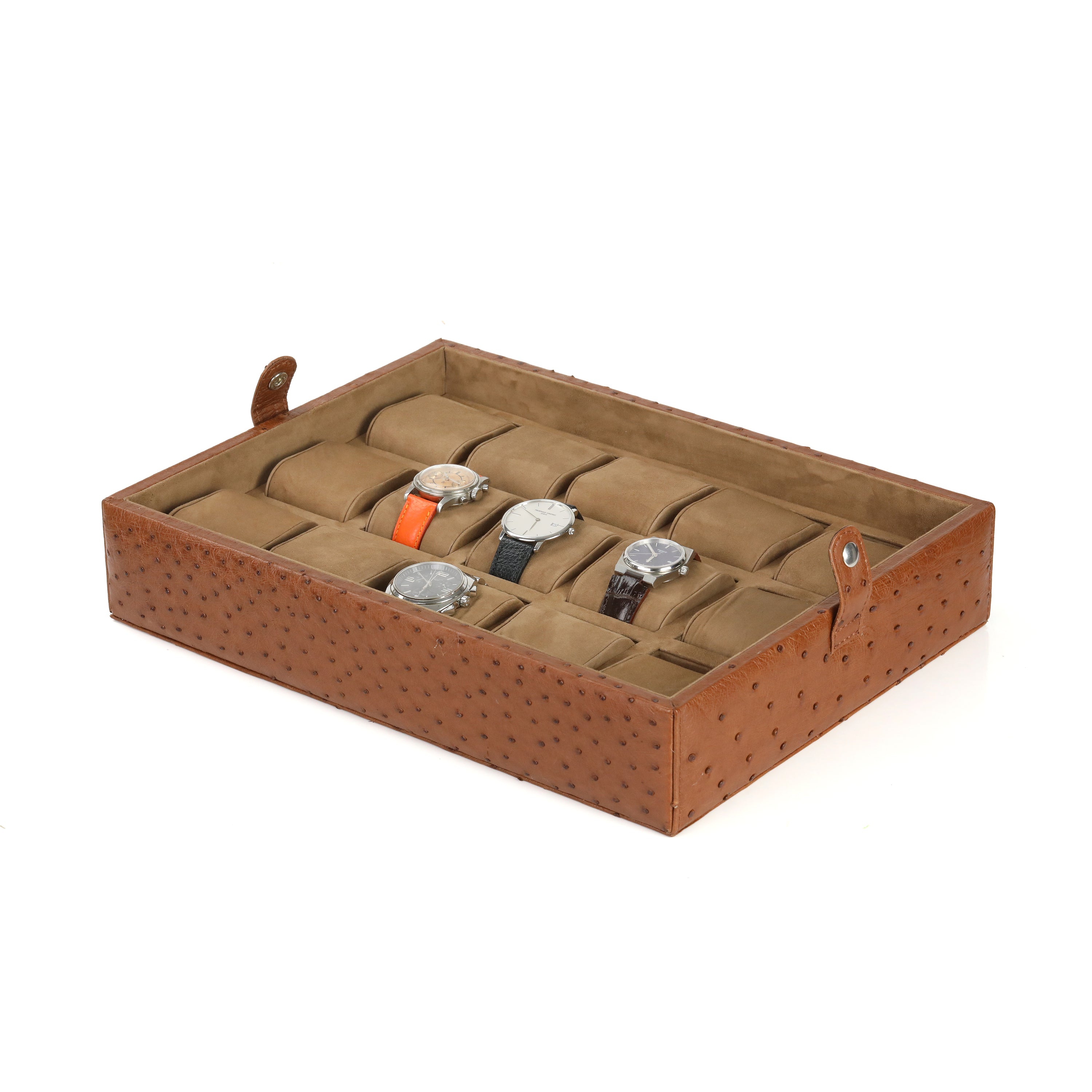 Camelus Gerçek Devekuşu Derisi Saat Kutusu