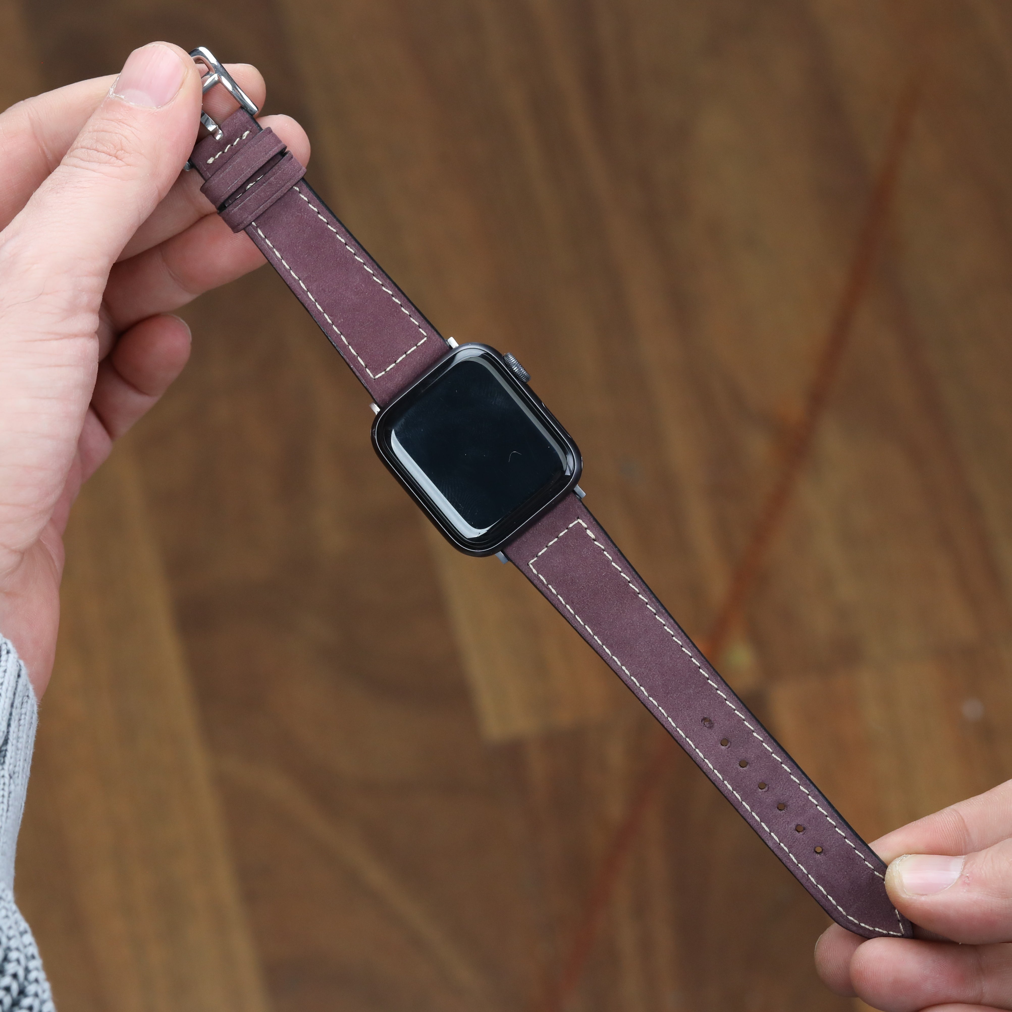 Apple Watch Deri Kordon - Nubuk Bordo