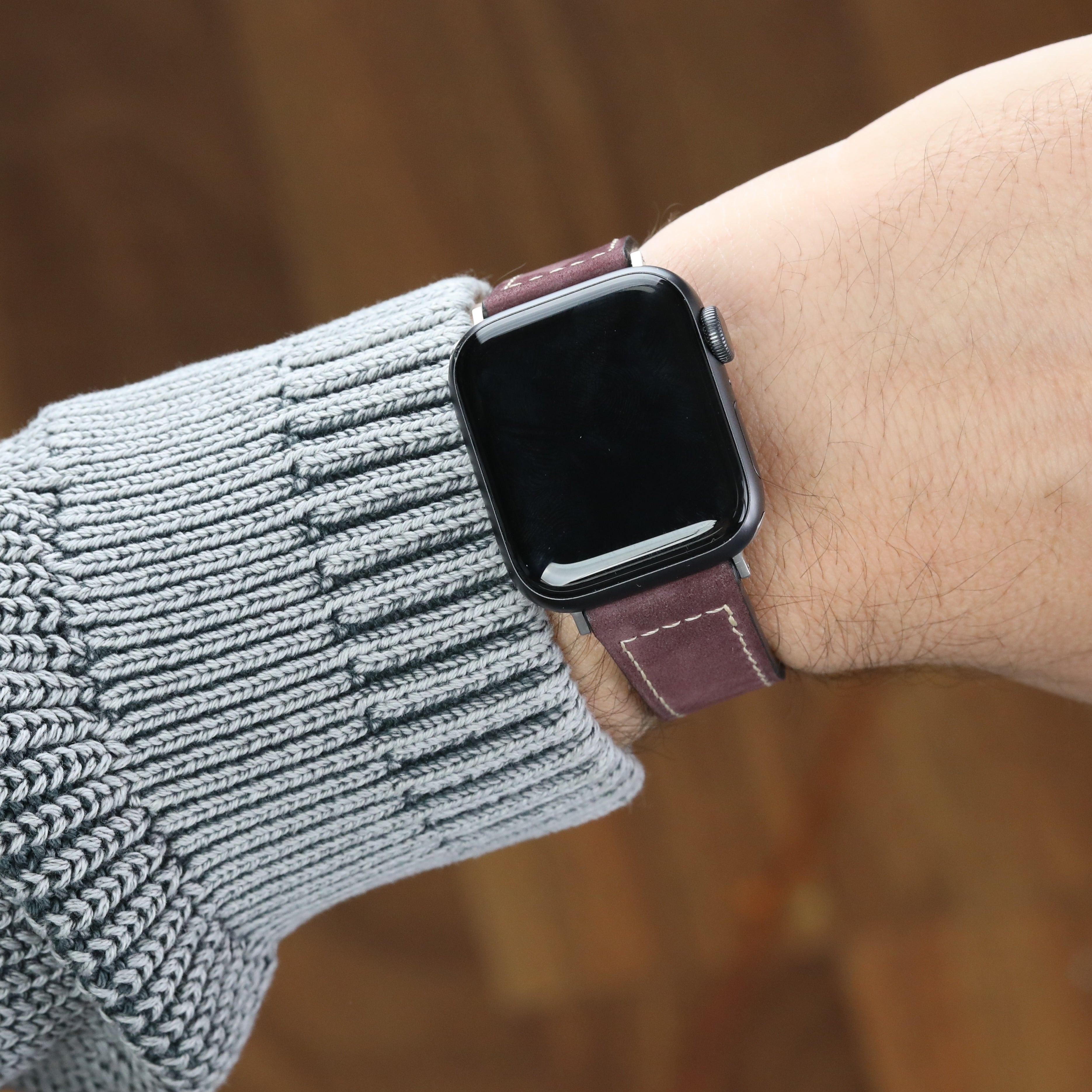 Apple Watch Deri Kordon - Nubuk Bordo