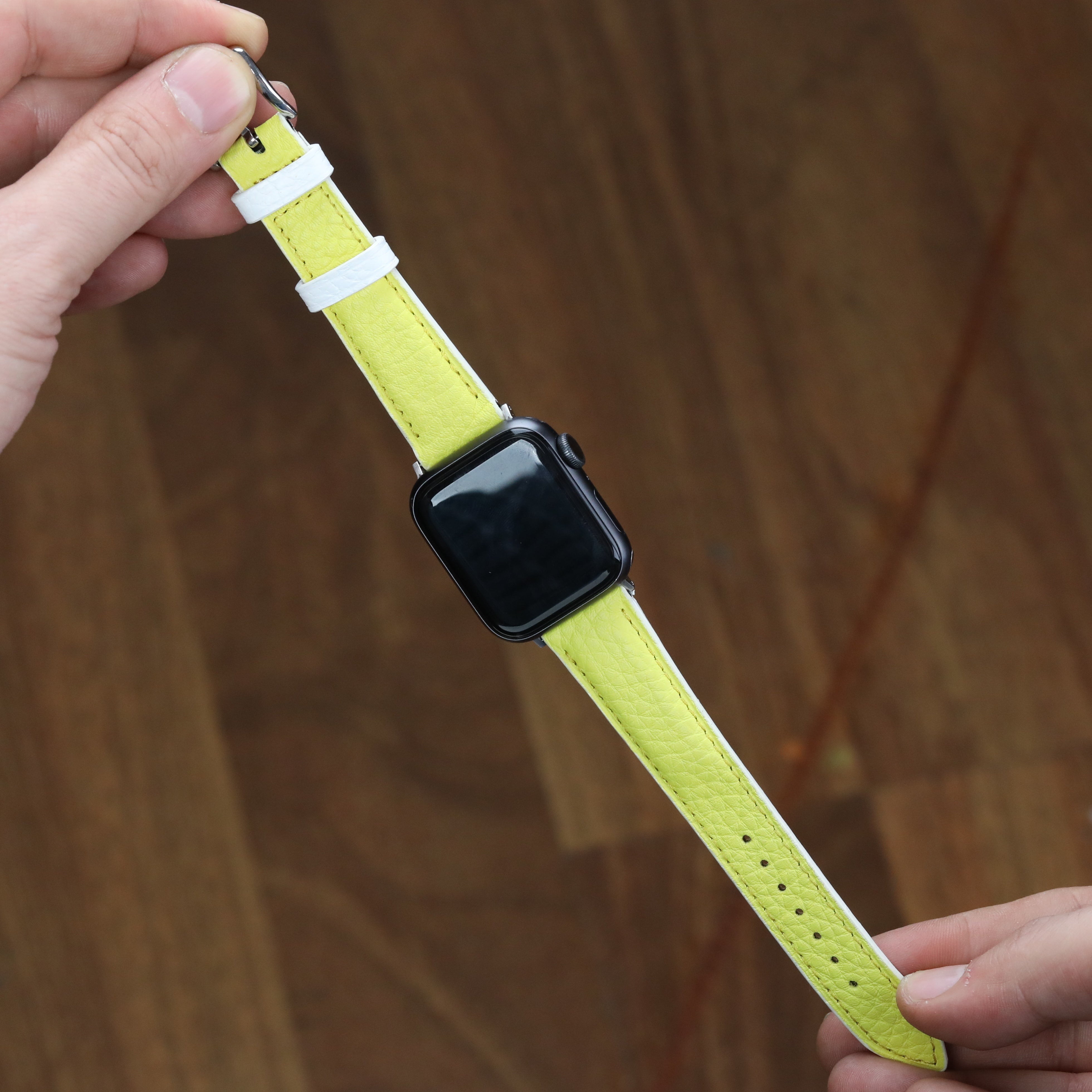 Apple Watch Deri Kordon - Togo Sarı Beyaz