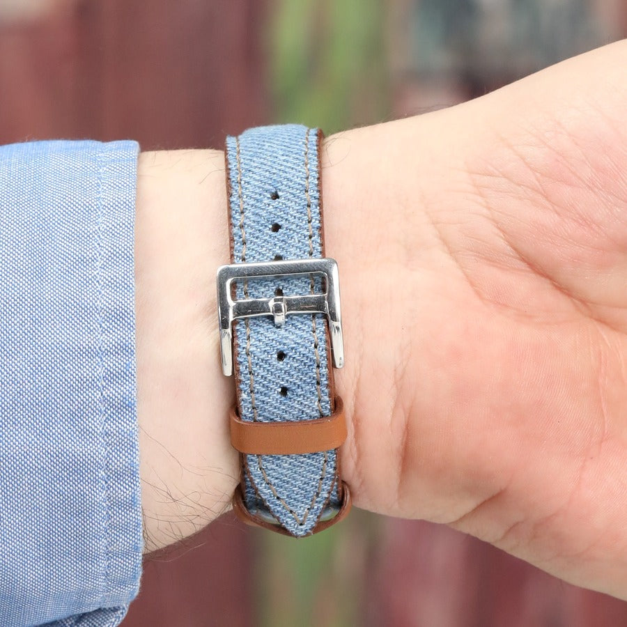 Apple Watch Deri Kordon -  Hibrid Mavi Denim