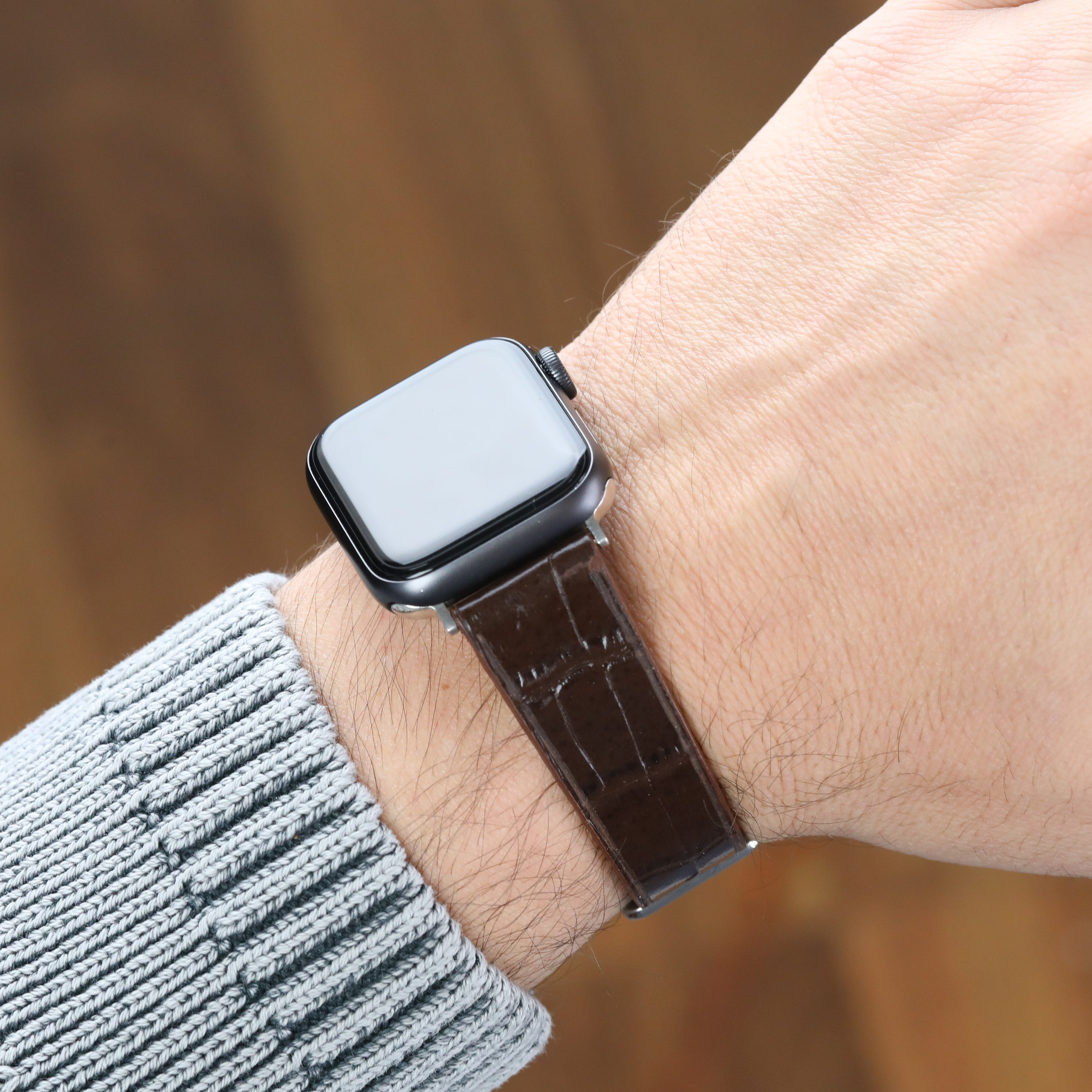 Apple Watch Deri Kordon -Kahverengi Minimal Kroko